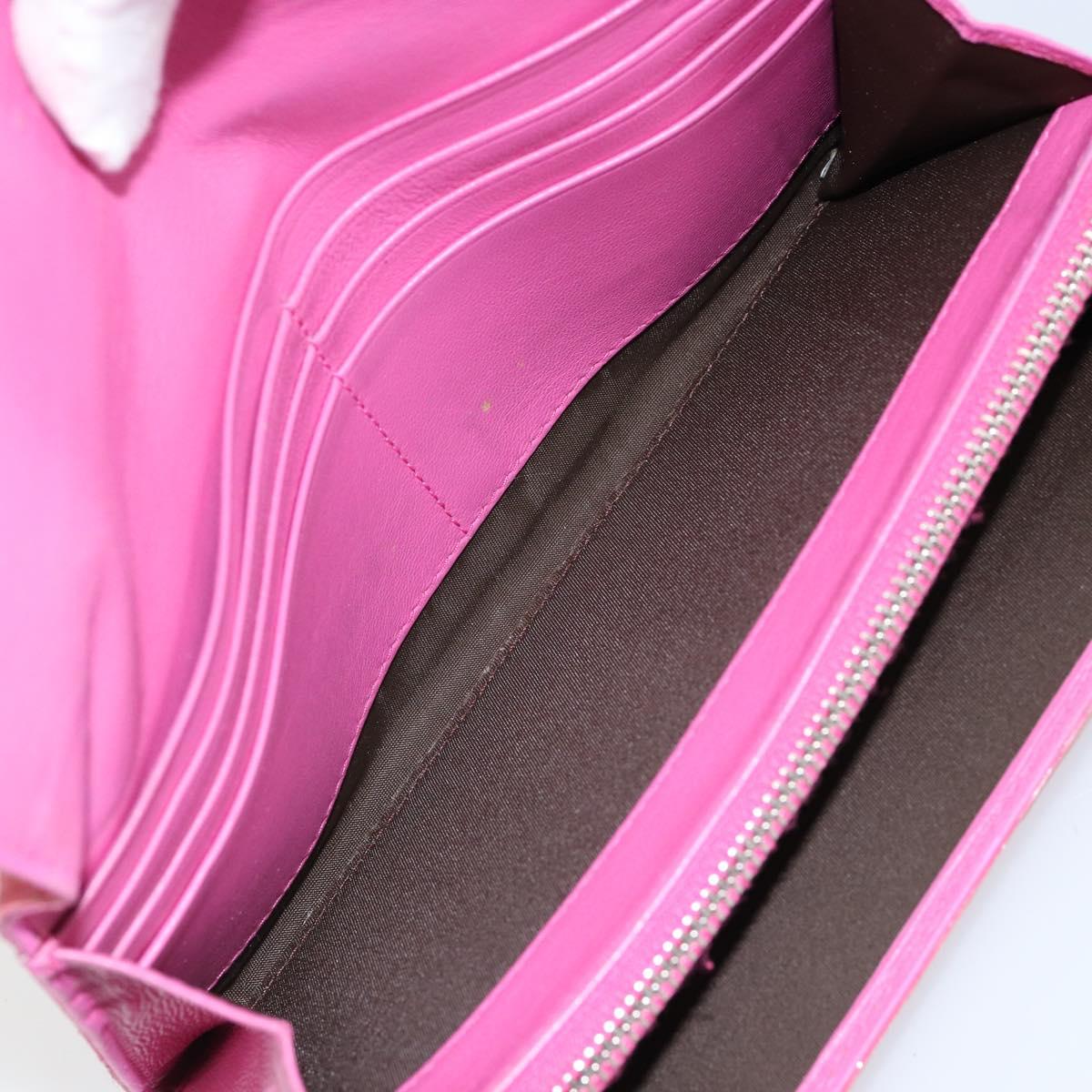 Christian Dior Trotter Canvas Wallet Enamel Pink Auth 146802