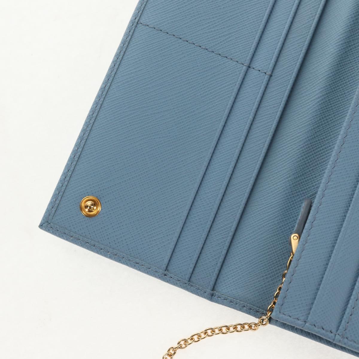 PRADA Long Wallet Safiano leather Light Blue Auth 146803V