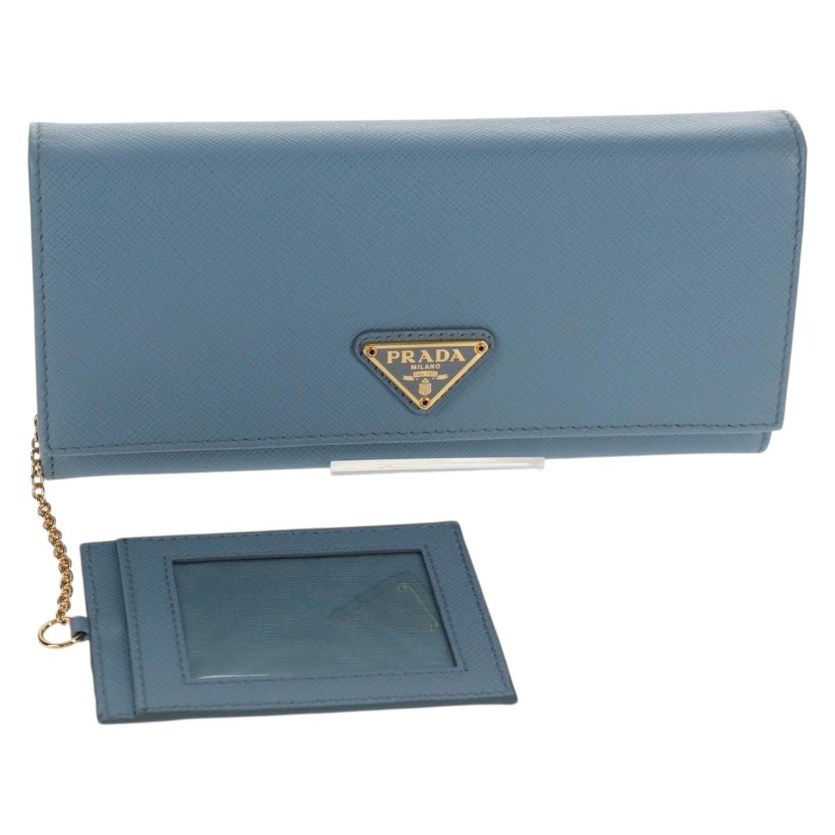 PRADA Long Wallet Safiano leather Light Blue Auth 146803V