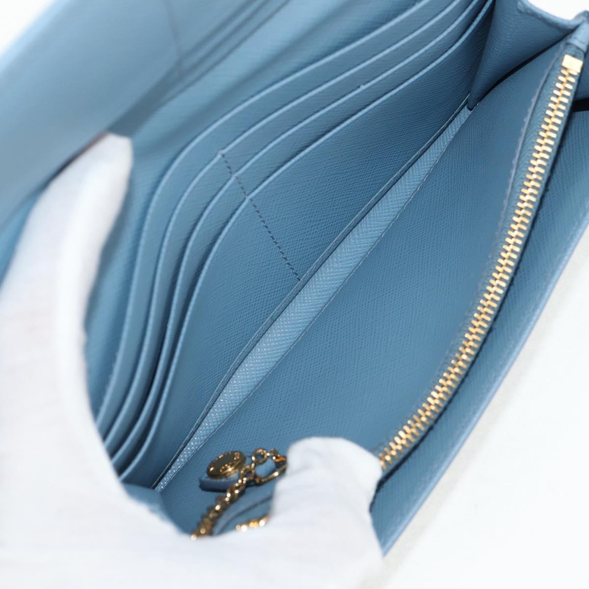 PRADA Long Wallet Safiano leather Light Blue Auth 146803V