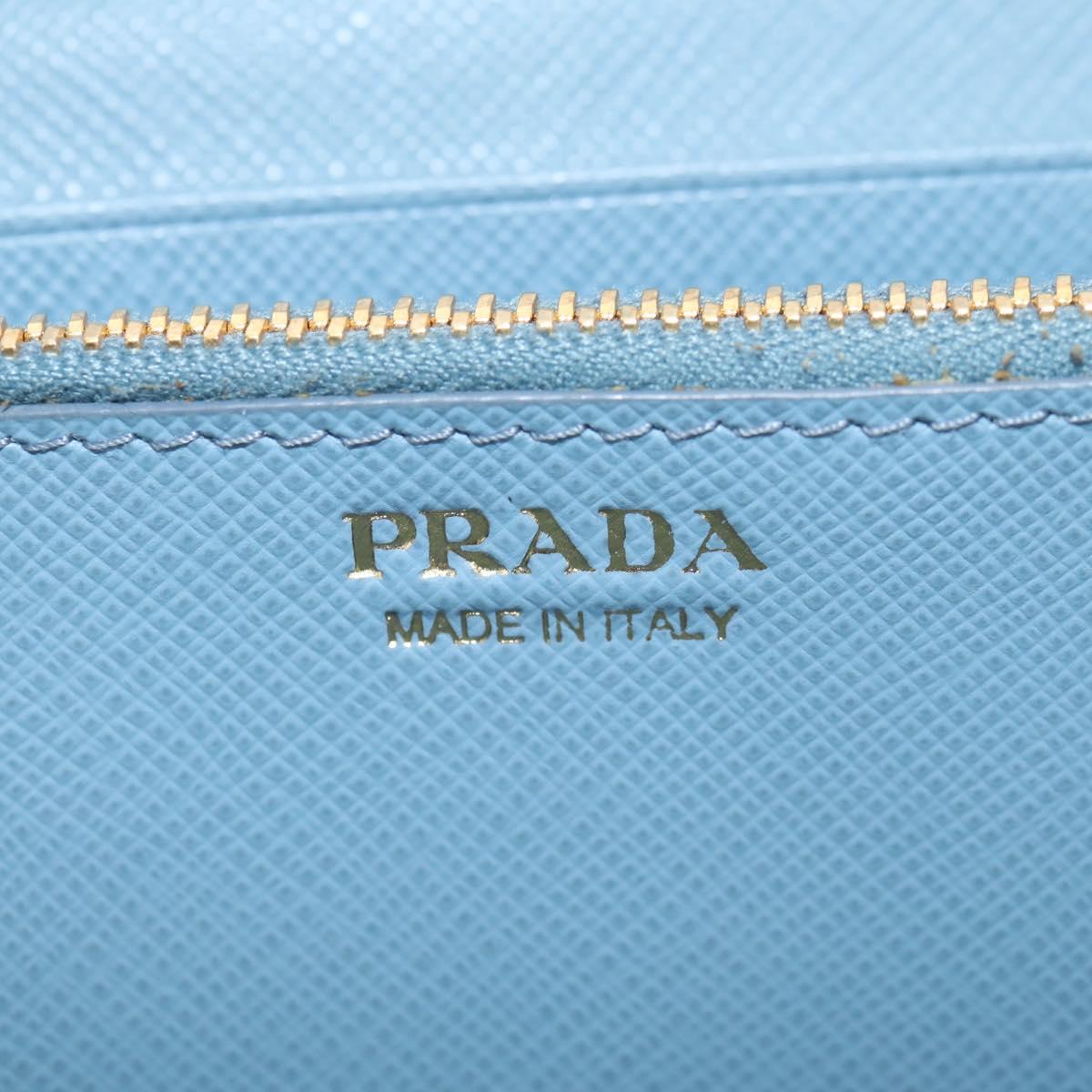 PRADA Long Wallet Safiano leather Light Blue Auth 146803V
