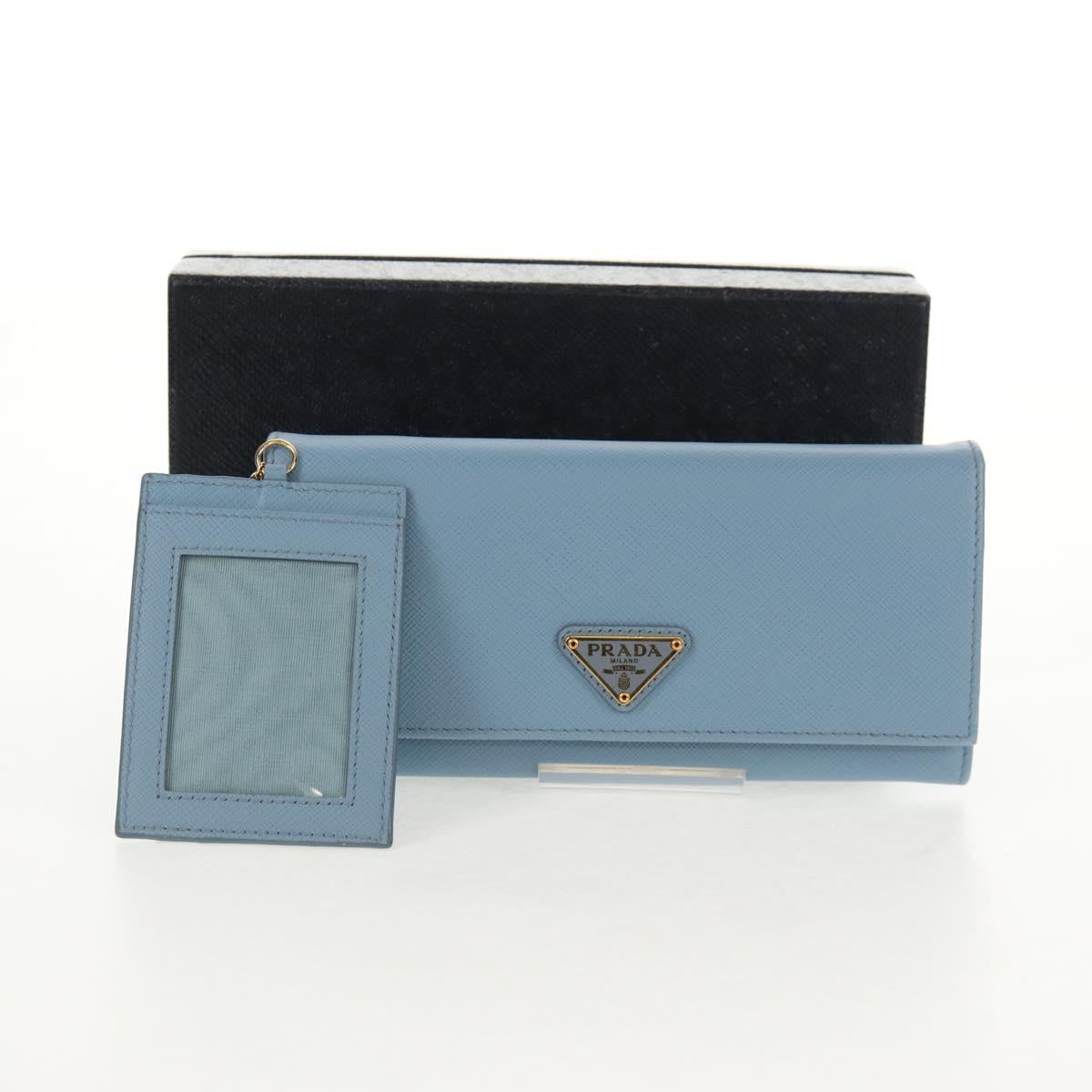 PRADA Long Wallet Safiano leather Light Blue Auth 146803V