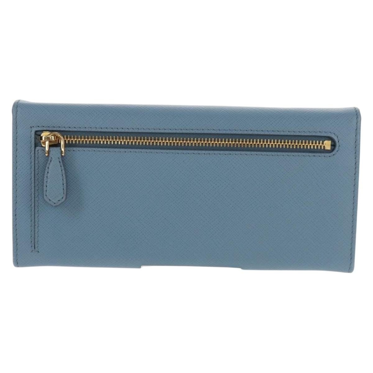 PRADA Long Wallet Safiano leather Light Blue Auth 146803V