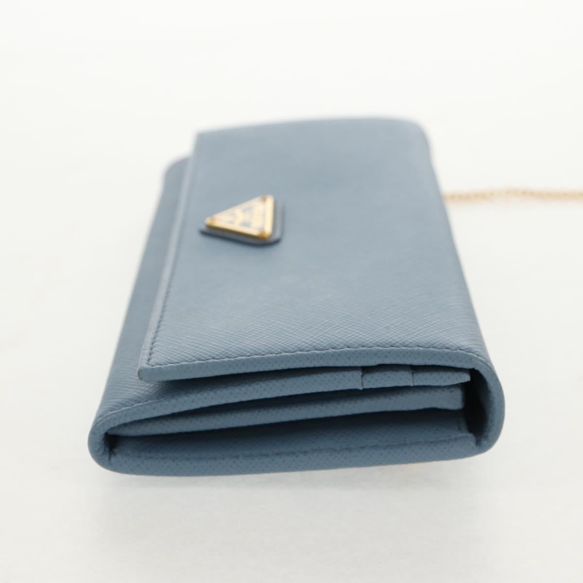 PRADA Long Wallet Safiano leather Light Blue Auth 146803V