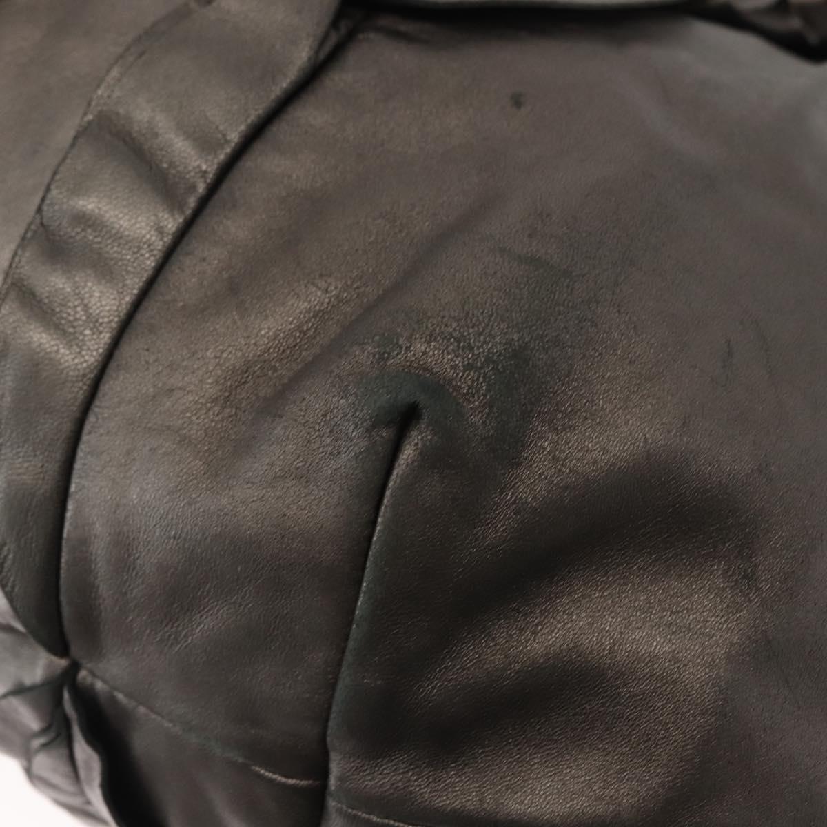 PRADA Tote Bag Leather Gray Silver Auth 146806