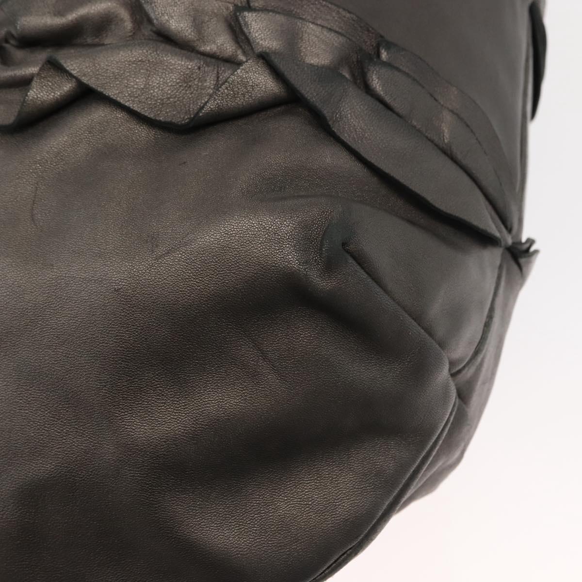 PRADA Tote Bag Leather Gray Silver Auth 146806