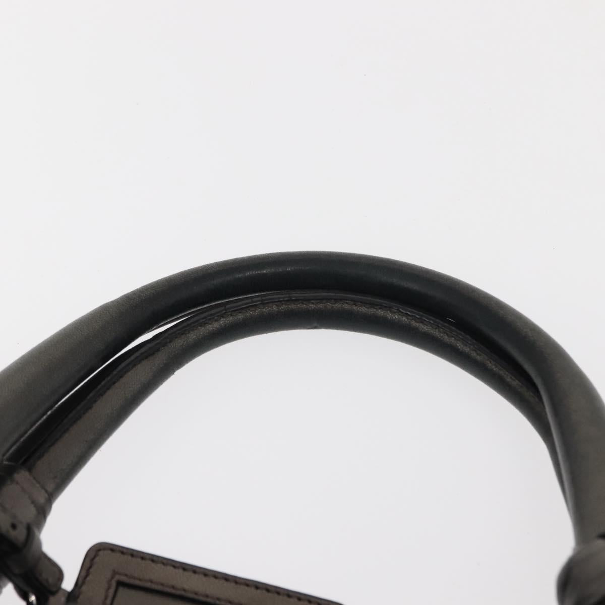 PRADA Tote Bag Leather Gray Silver Auth 146806