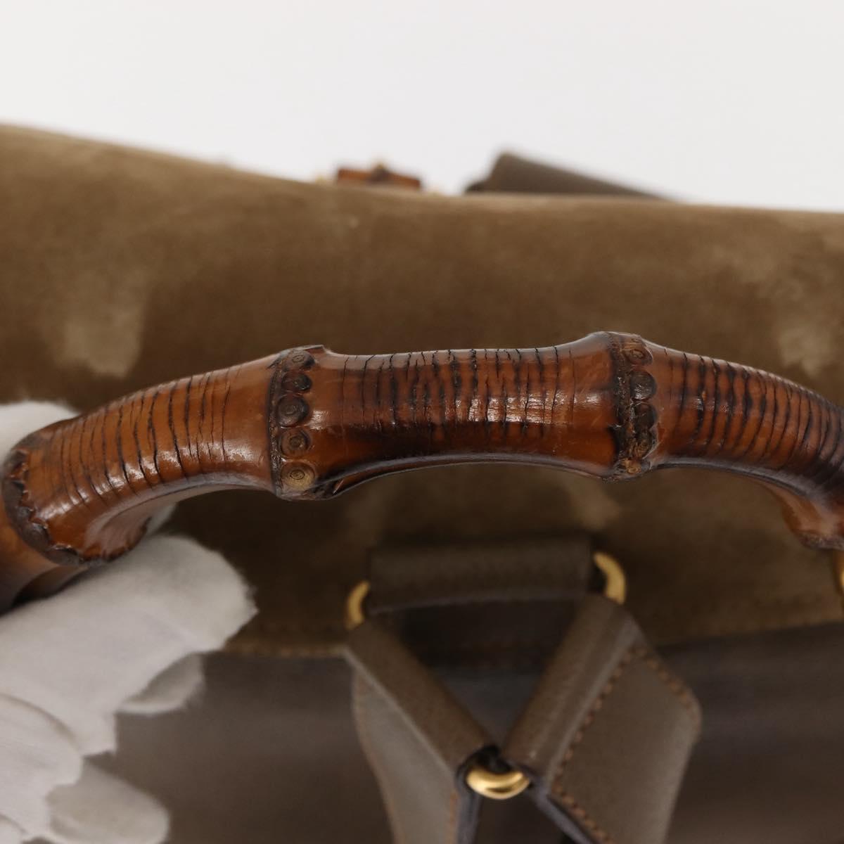 GUCCI Bamboo Backpack Suede Brown Gold 003 58 0016 Auth 146807