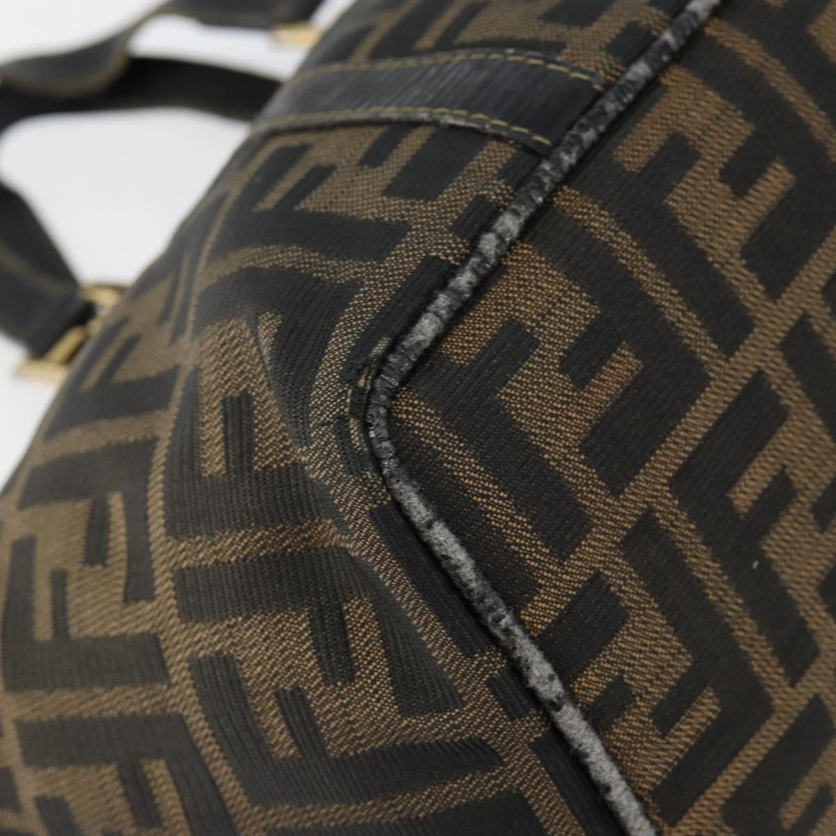FENDI Zucca Canvas Hand Bag Brown Black gold Auth 146809