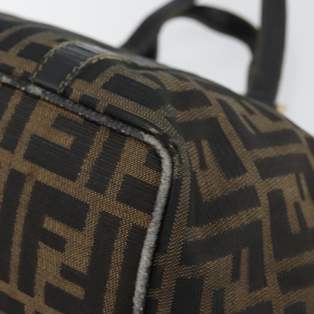 FENDI Zucca Canvas Hand Bag Brown Black gold Auth 146809