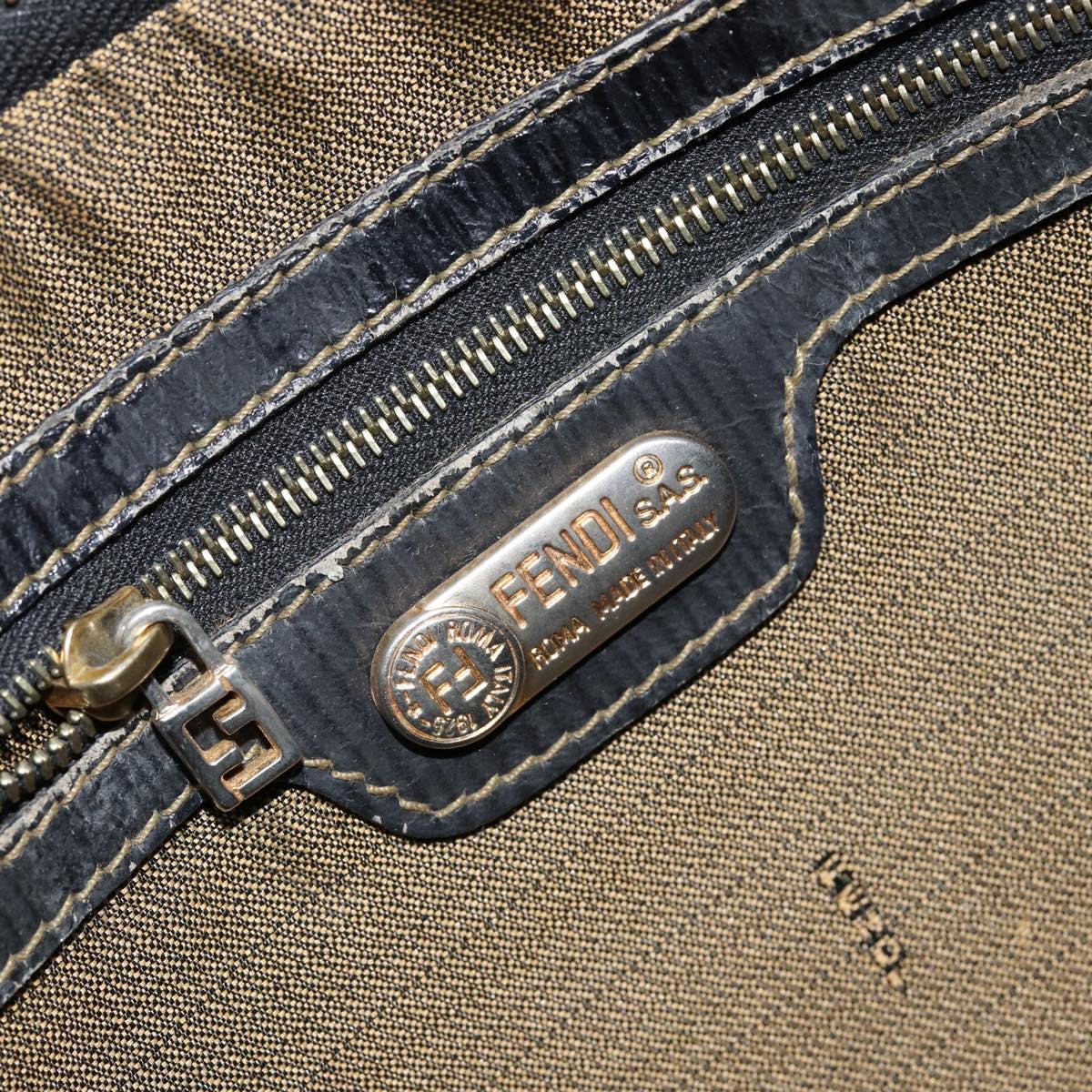 FENDI Zucca Canvas Hand Bag Brown Black gold Auth 146809