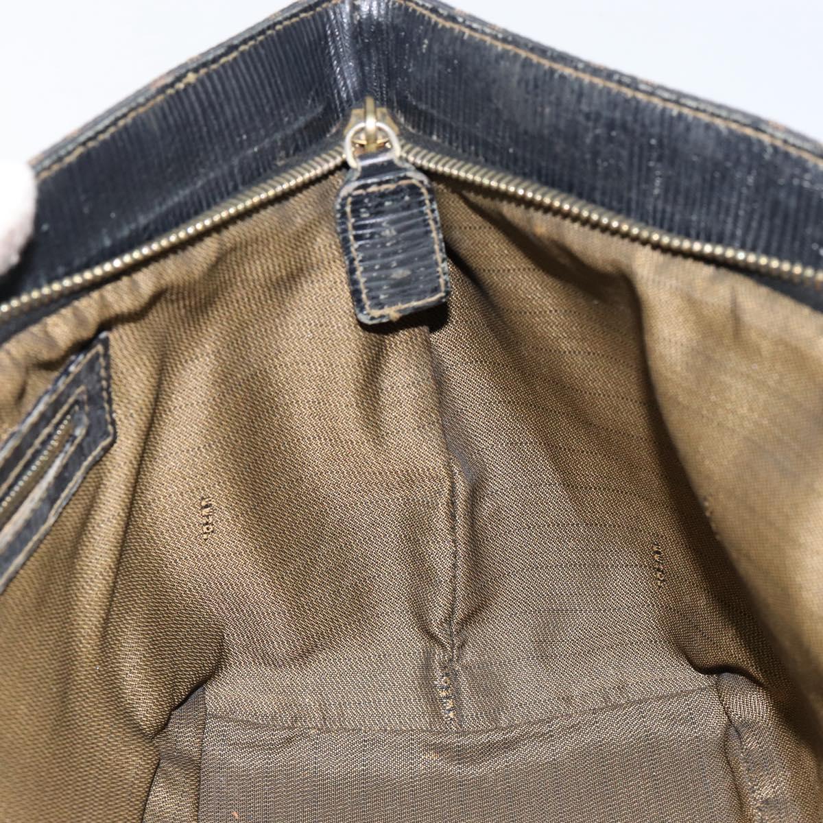 FENDI Zucca Canvas Hand Bag Brown Black gold Auth 146809