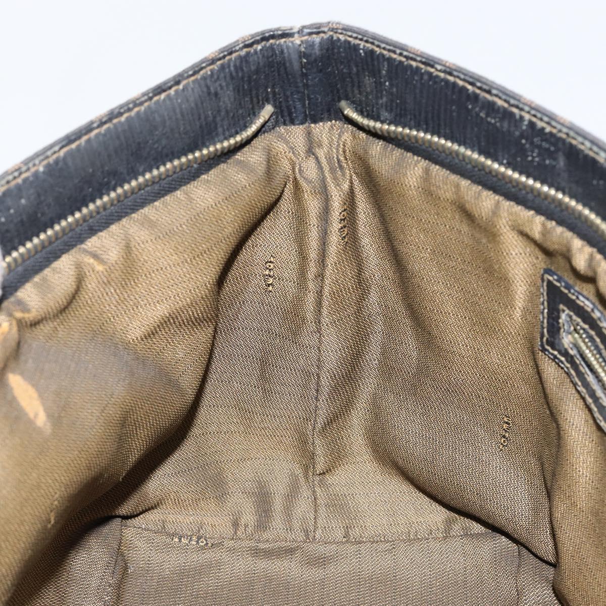 FENDI Zucca Canvas Hand Bag Brown Black gold Auth 146809