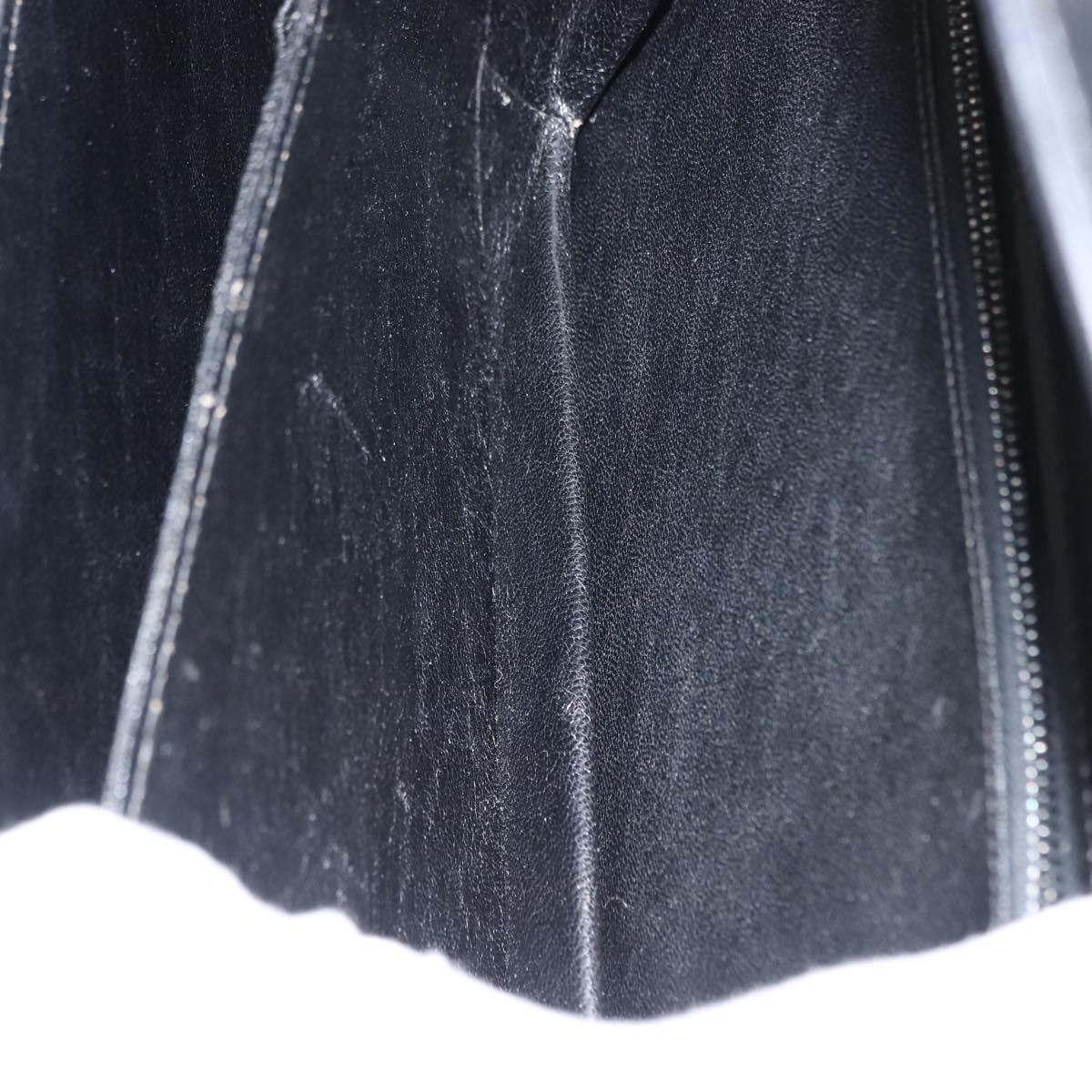 GUCCI Shoulder Bag Leather Vintage Black Gold Auth 146810