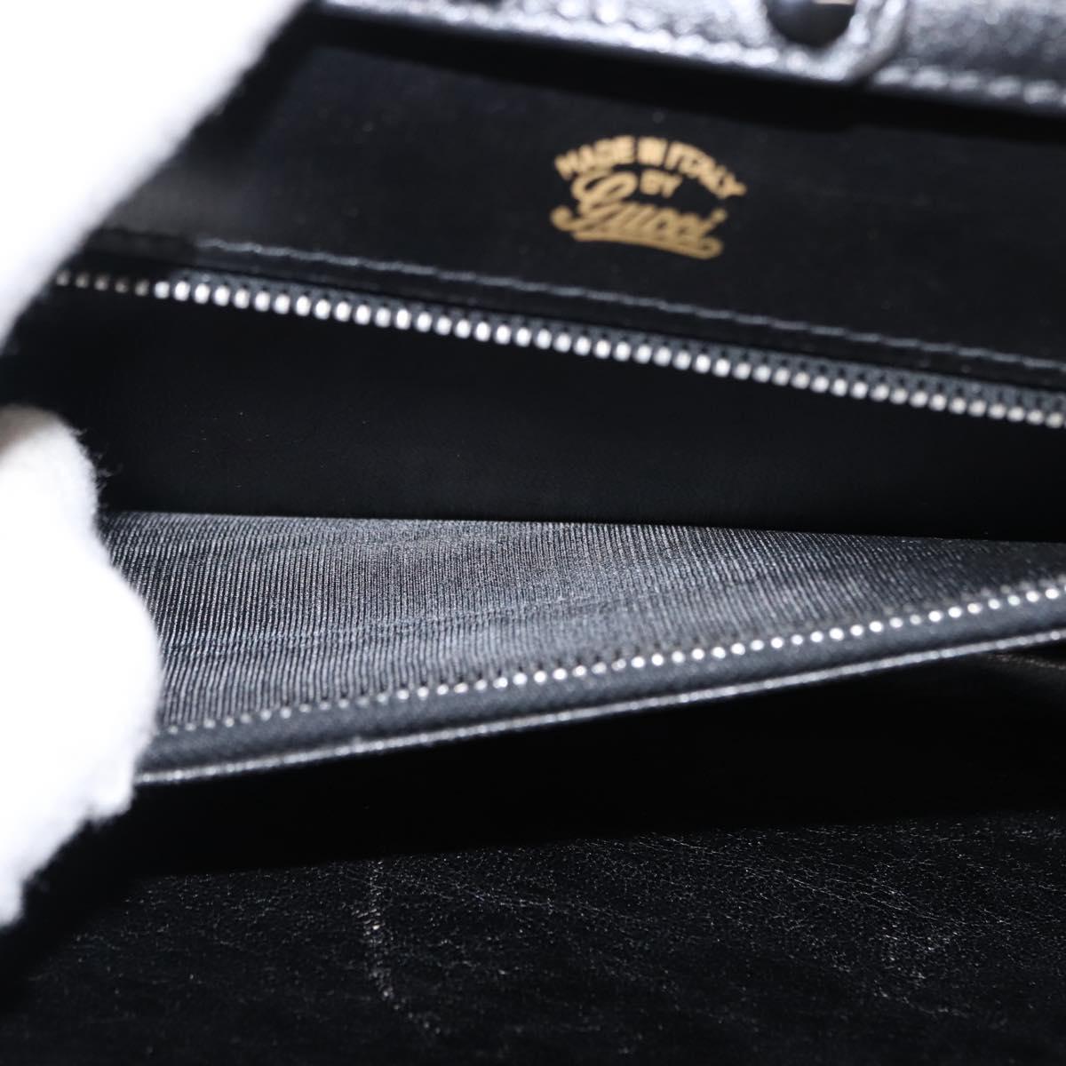 GUCCI Shoulder Bag Leather Vintage Black Gold Auth 146810