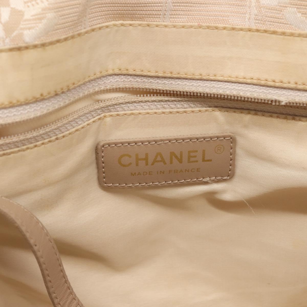 CHANEL New Travel Line Tote Bag Nylon Beige gold CC Auth 146811