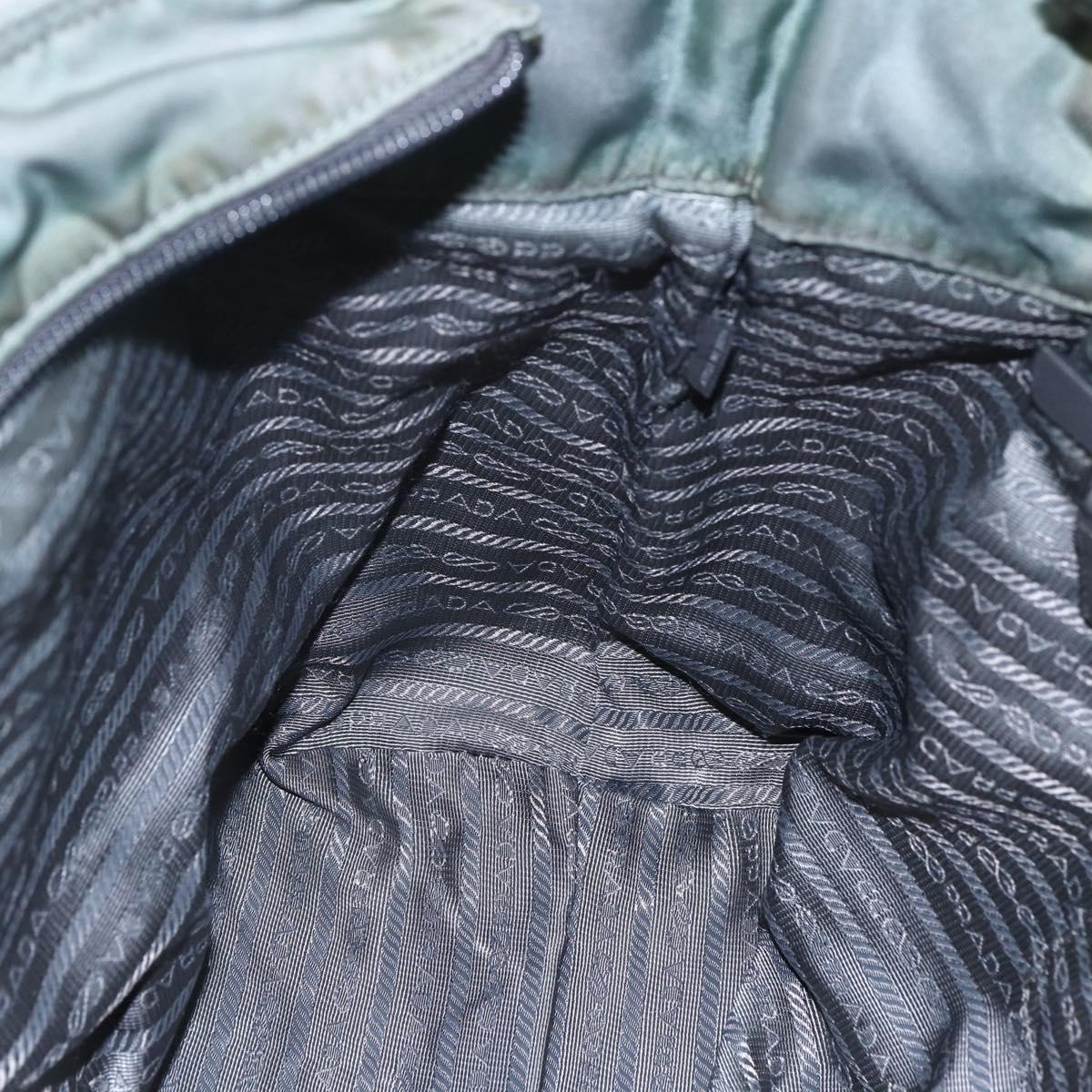 PRADA Tote Bag Nylon Khaki Silver Auth 146817