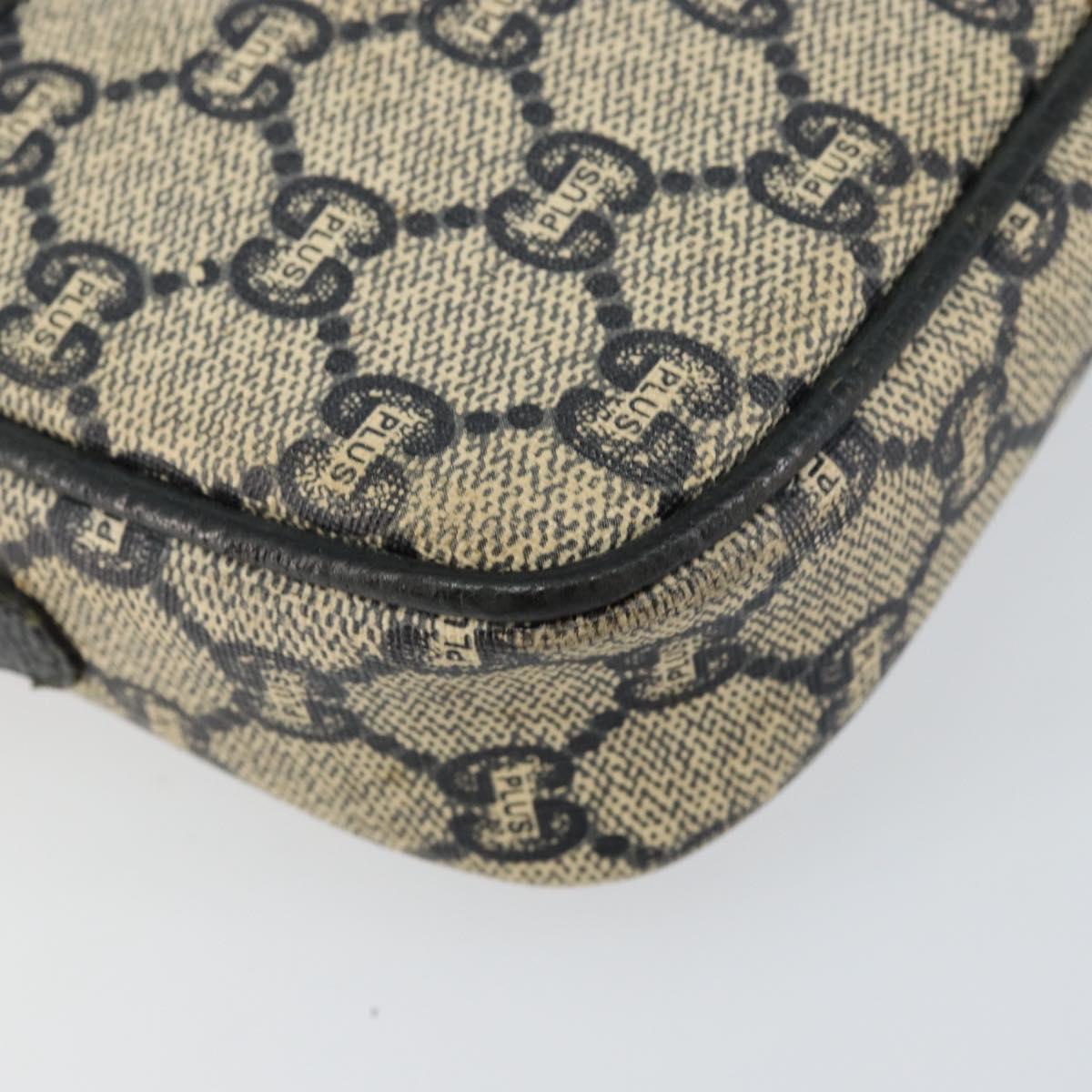 GUCCI GG Plus Supreme Shoulder Bag PVC Navy Gold Auth 146819