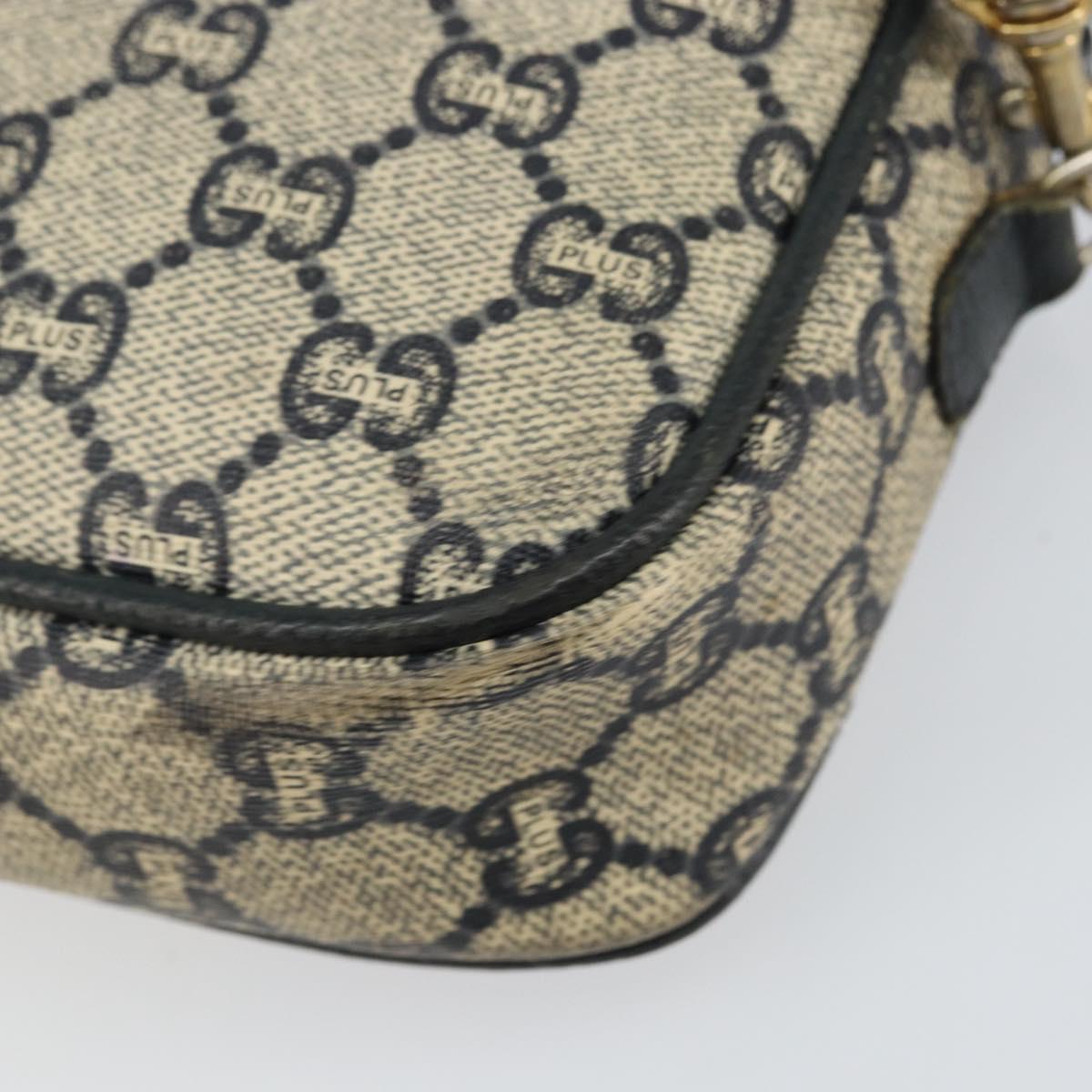 GUCCI GG Plus Supreme Shoulder Bag PVC Navy Gold Auth 146819
