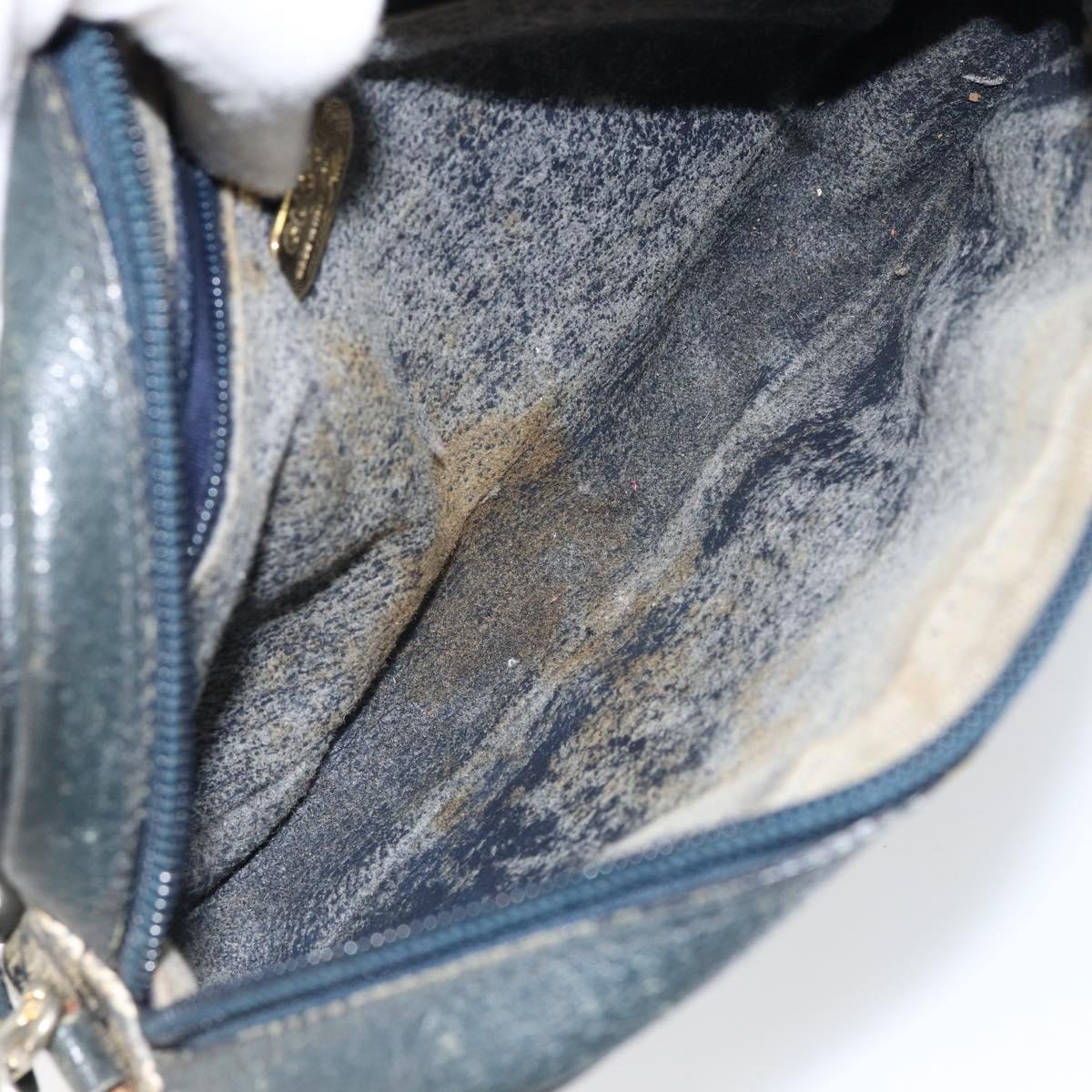 GUCCI GG Plus Supreme Shoulder Bag PVC Navy Gold Auth 146819