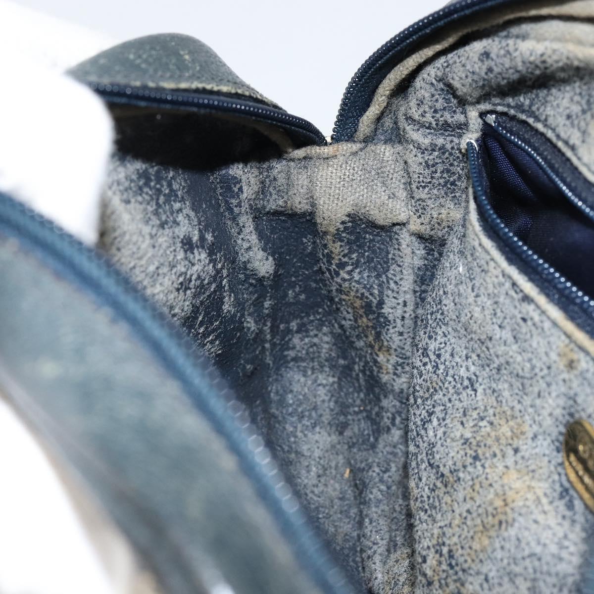 GUCCI GG Plus Supreme Shoulder Bag PVC Navy Gold Auth 146819