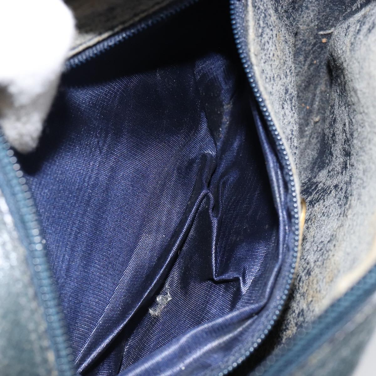 GUCCI GG Plus Supreme Shoulder Bag PVC Navy Gold Auth 146819