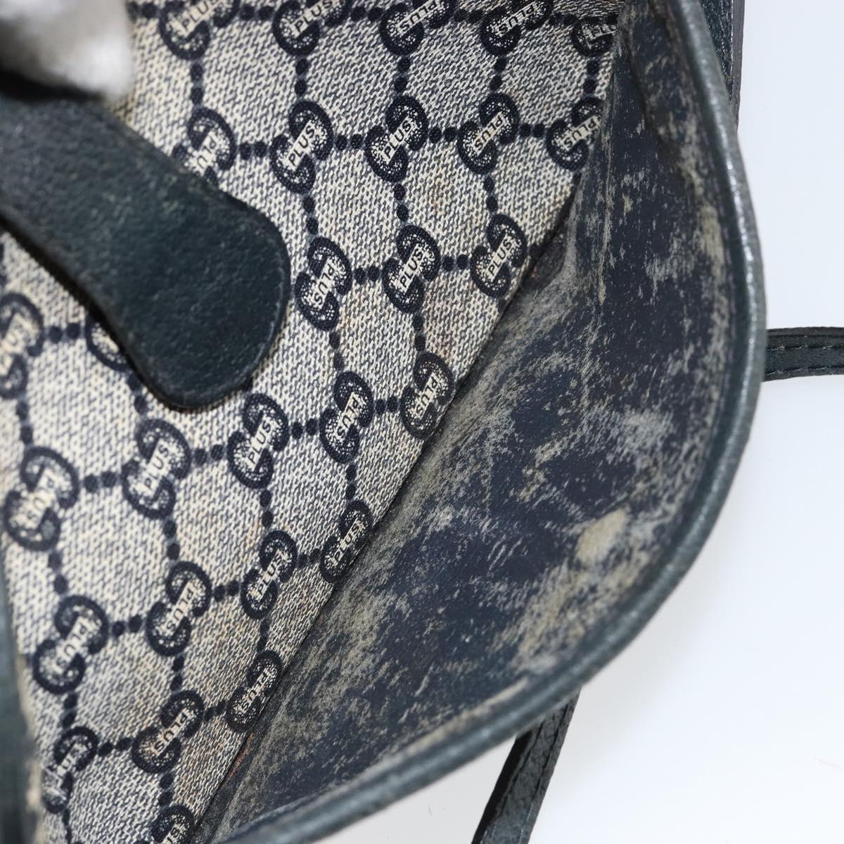 GUCCI GG Plus Supreme Shoulder Bag PVC Navy Gold Auth 146819