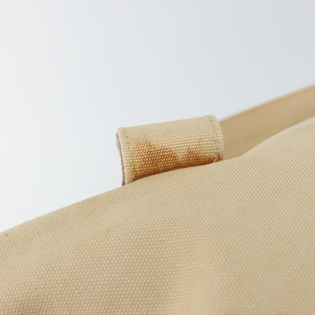 PRADA Hand Bag Canvas Beige Silver Auth 146820