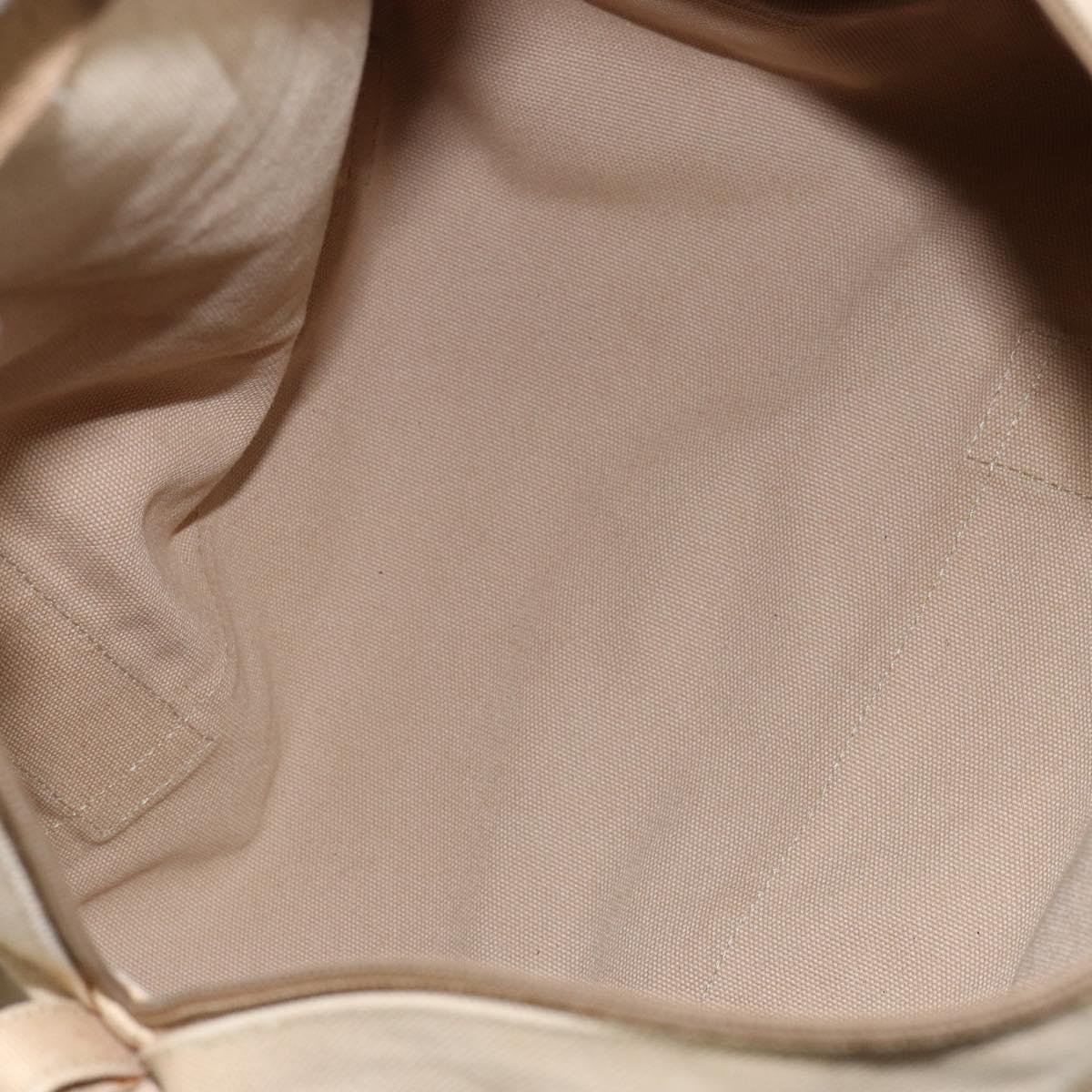 PRADA Hand Bag Canvas Beige Silver Auth 146820