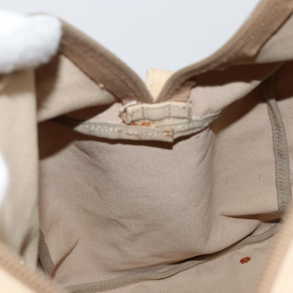 PRADA Hand Bag Canvas Beige Silver Auth 146820