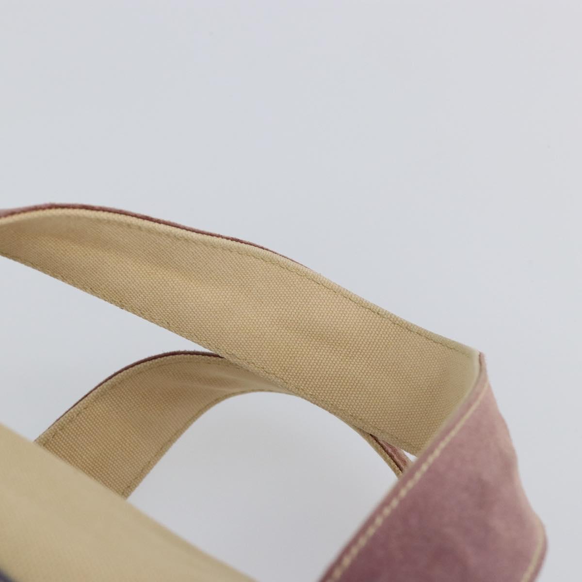 PRADA Hand Bag Canvas Beige Silver Auth 146820