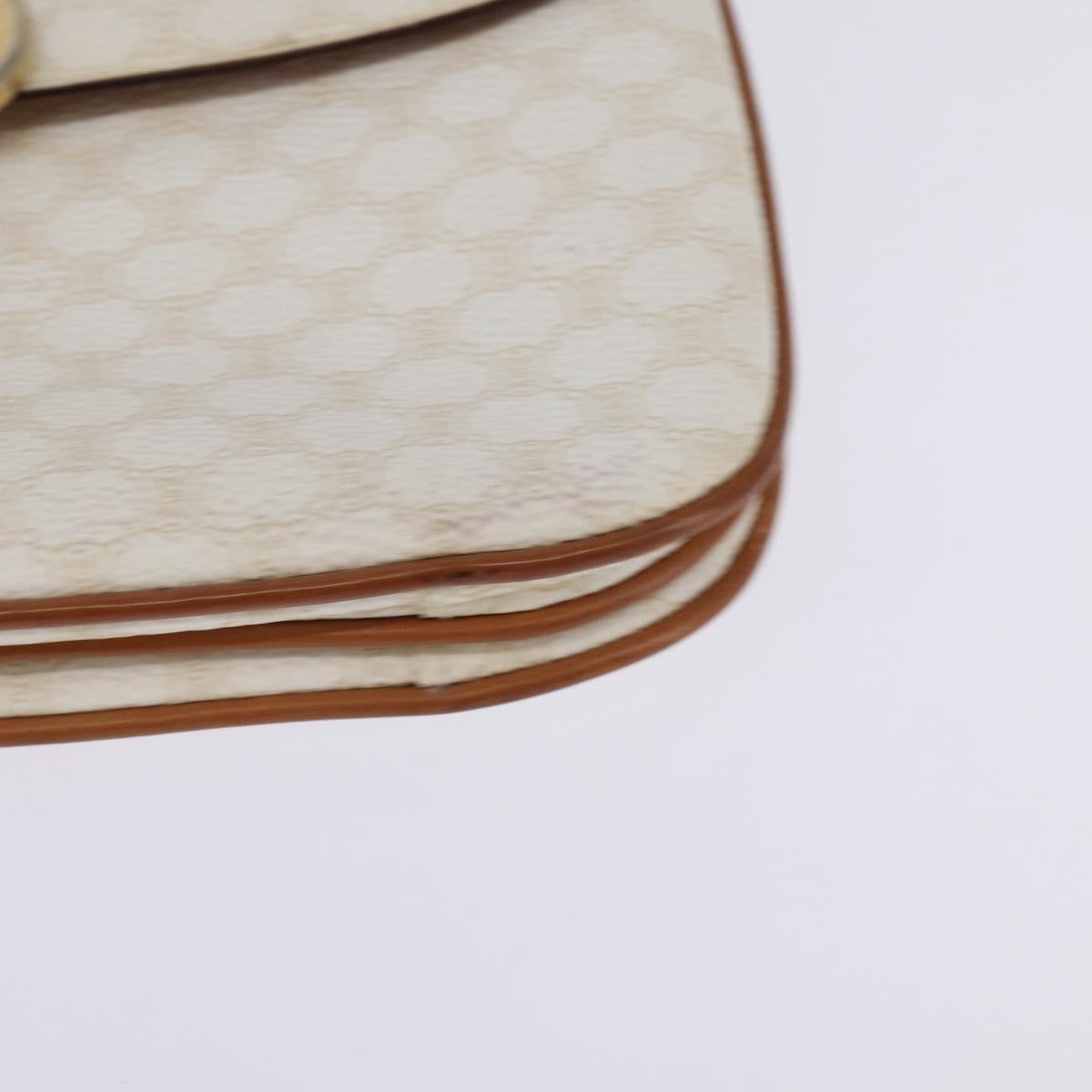 CELINE Macadam Canvas Shoulder Bag PVC Leather White Gold Auth 146823