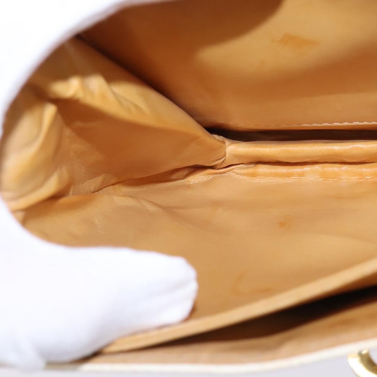 CELINE Macadam Canvas Shoulder Bag PVC Leather White Gold Auth 146823