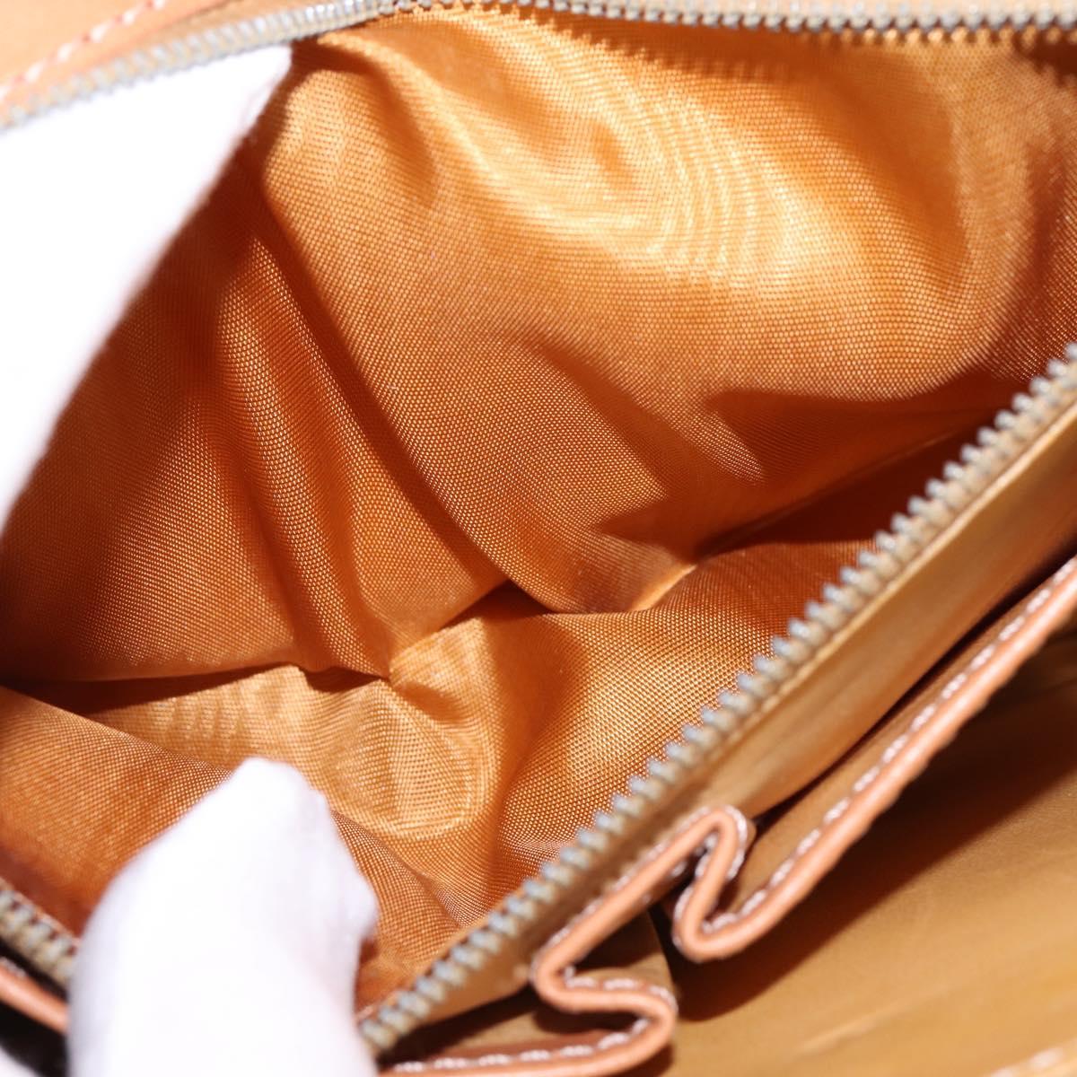 CELINE Macadam Canvas Shoulder Bag PVC Leather White Gold Auth 146823