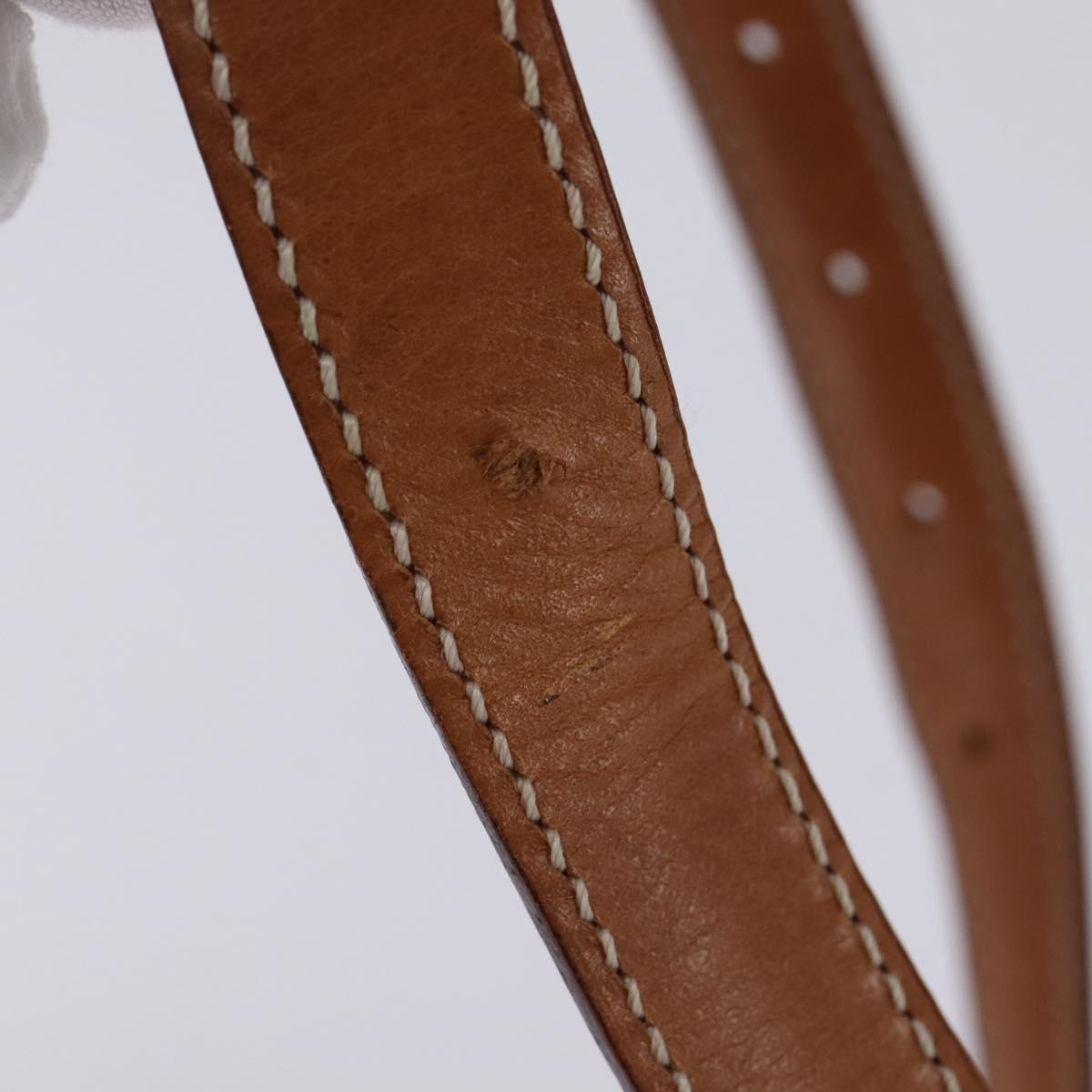 CELINE Macadam Canvas Shoulder Bag PVC Leather White Gold Auth 146823