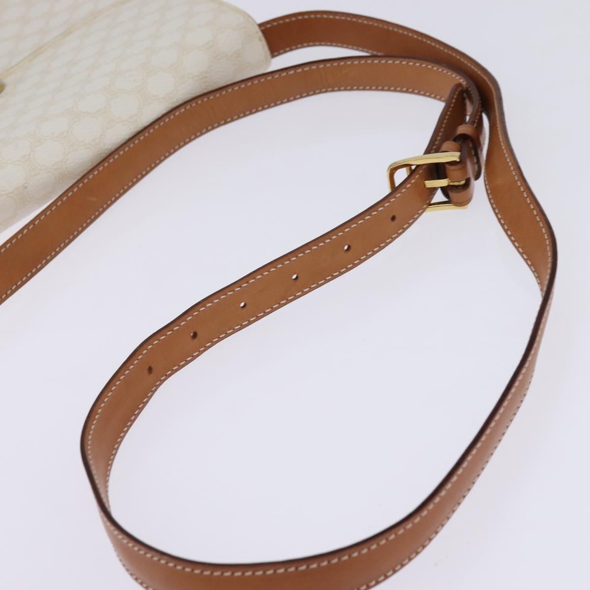 CELINE Macadam Canvas Shoulder Bag PVC Leather White Gold Auth 146823