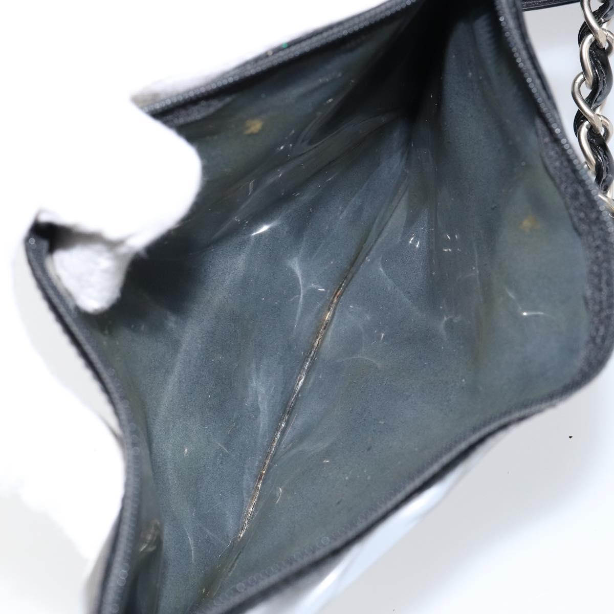 CHANEL Triple Coco Chain Tote Bag Patent leather Black Silver CC Auth 146826