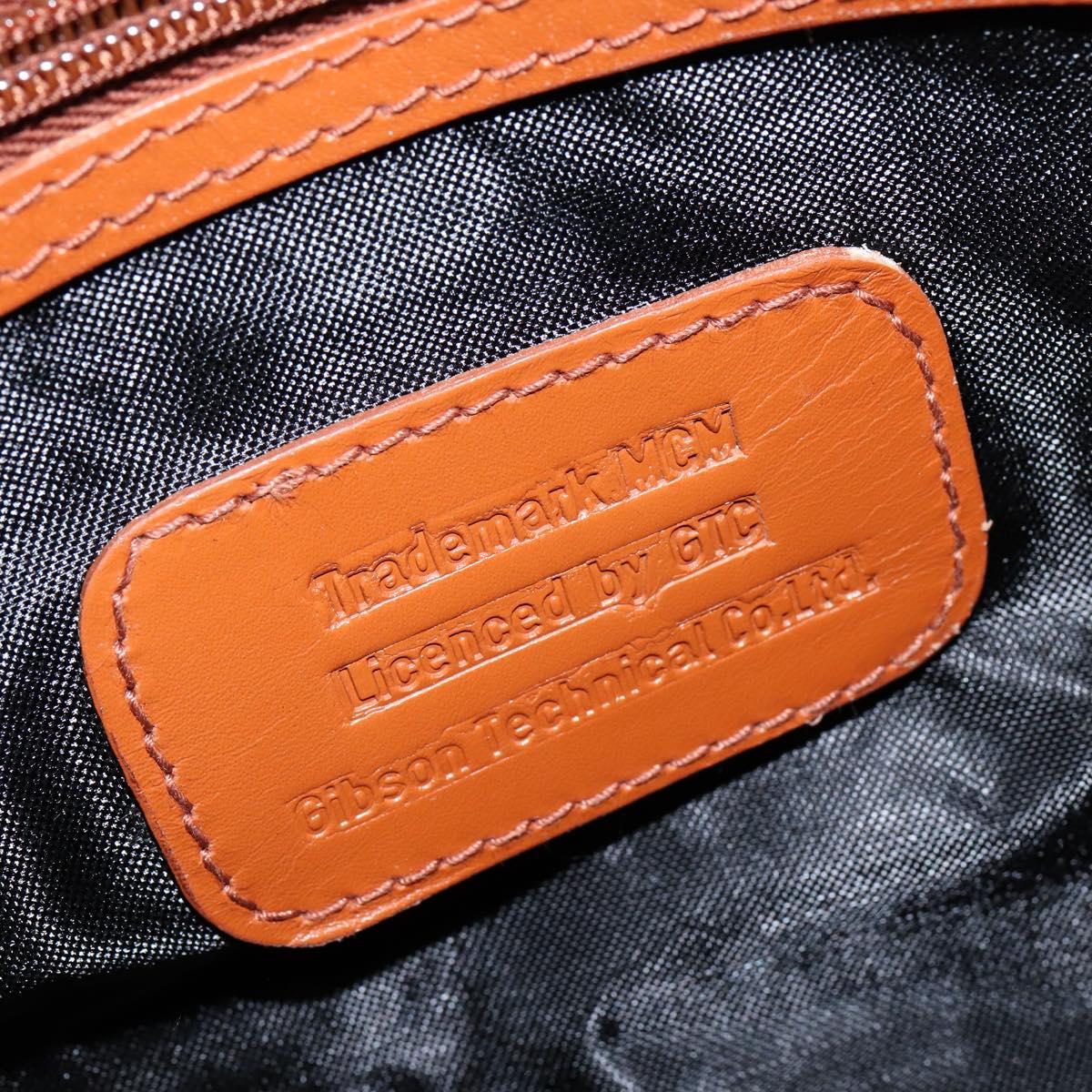 MCM Logogram Vicetos Boston Bag PVC Brown Gold Auth 146828