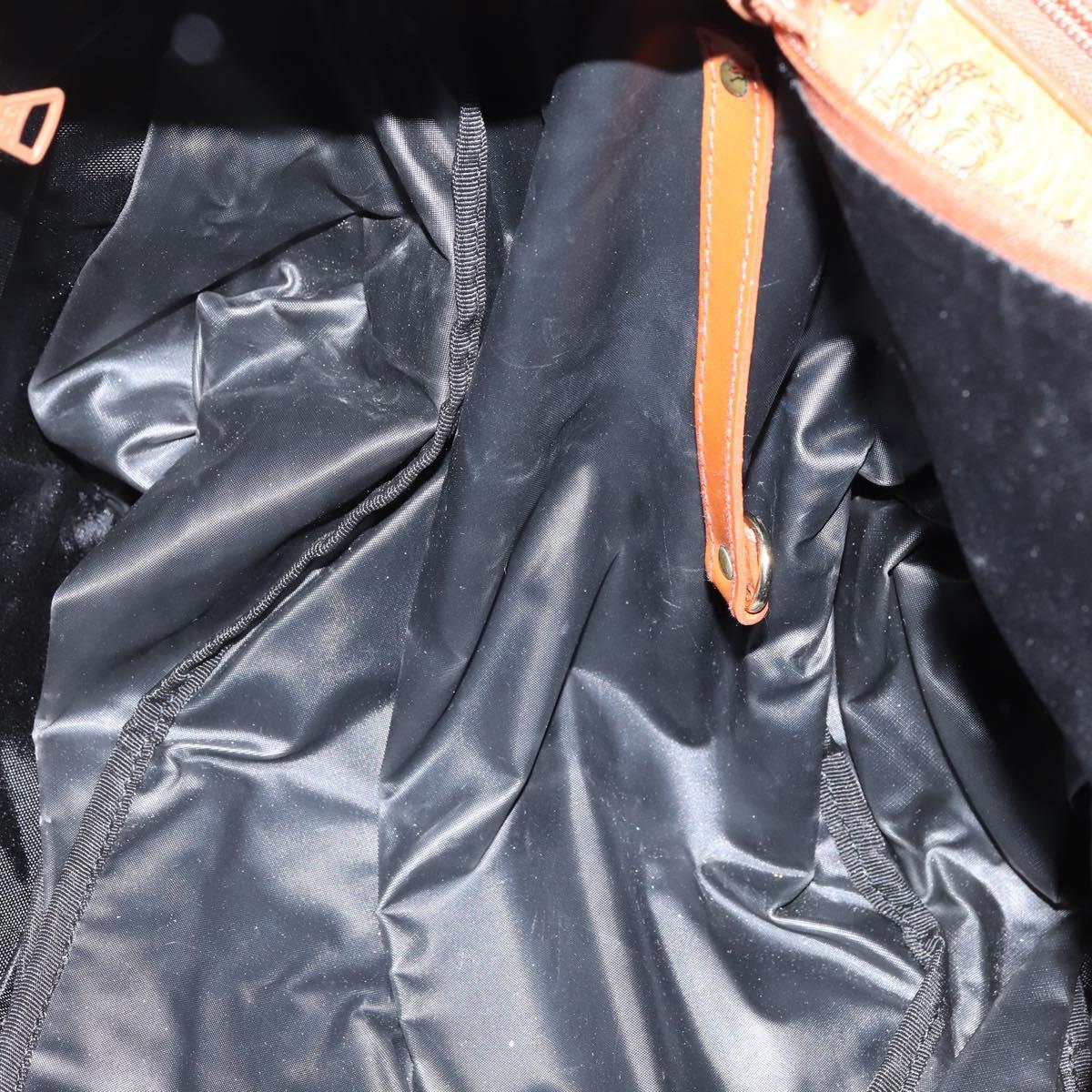 MCM Logogram Vicetos Boston Bag PVC Brown Gold Auth 146828