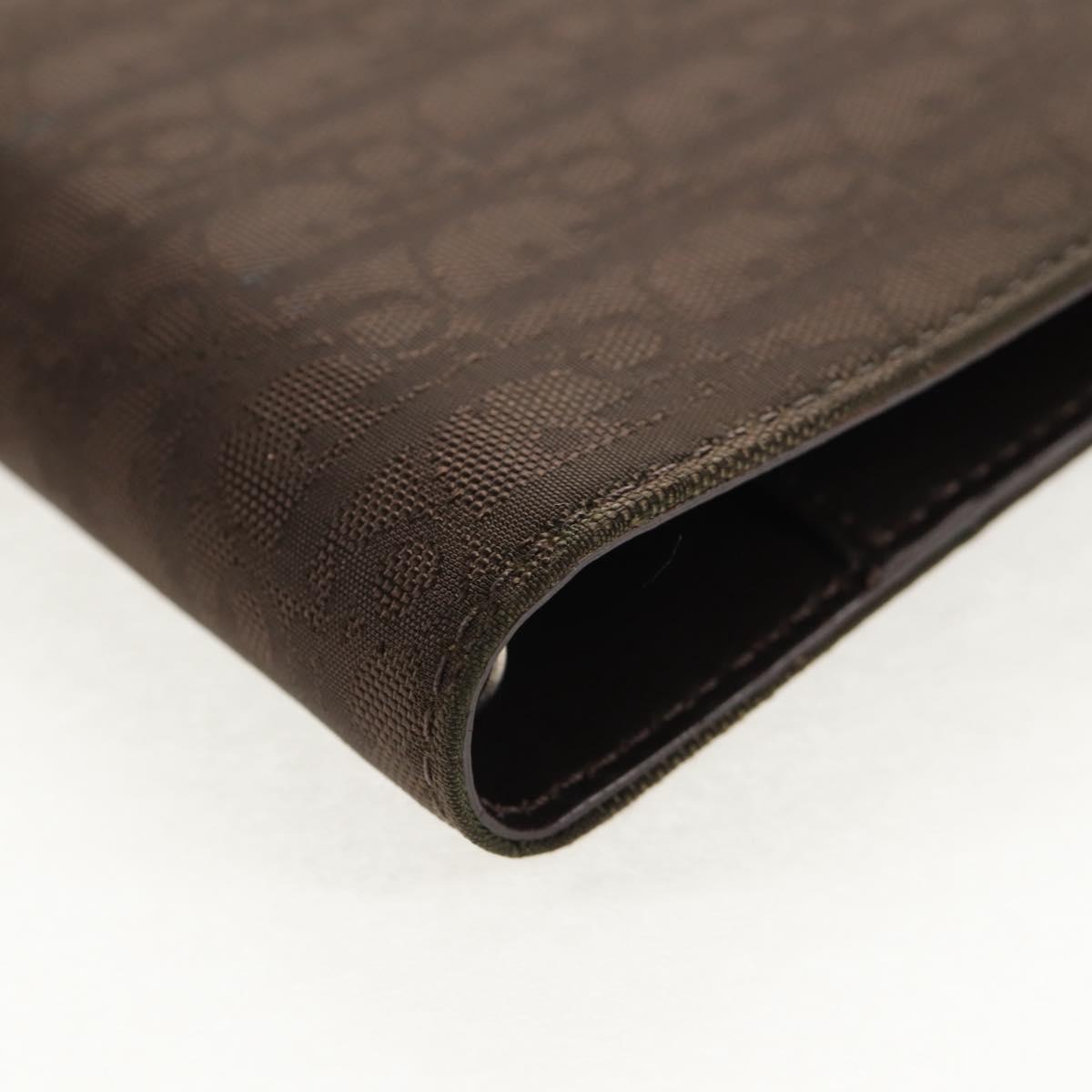Christian Dior Trotter Canvas Day Planner Cover Dark Brown Silver Auth 146832V