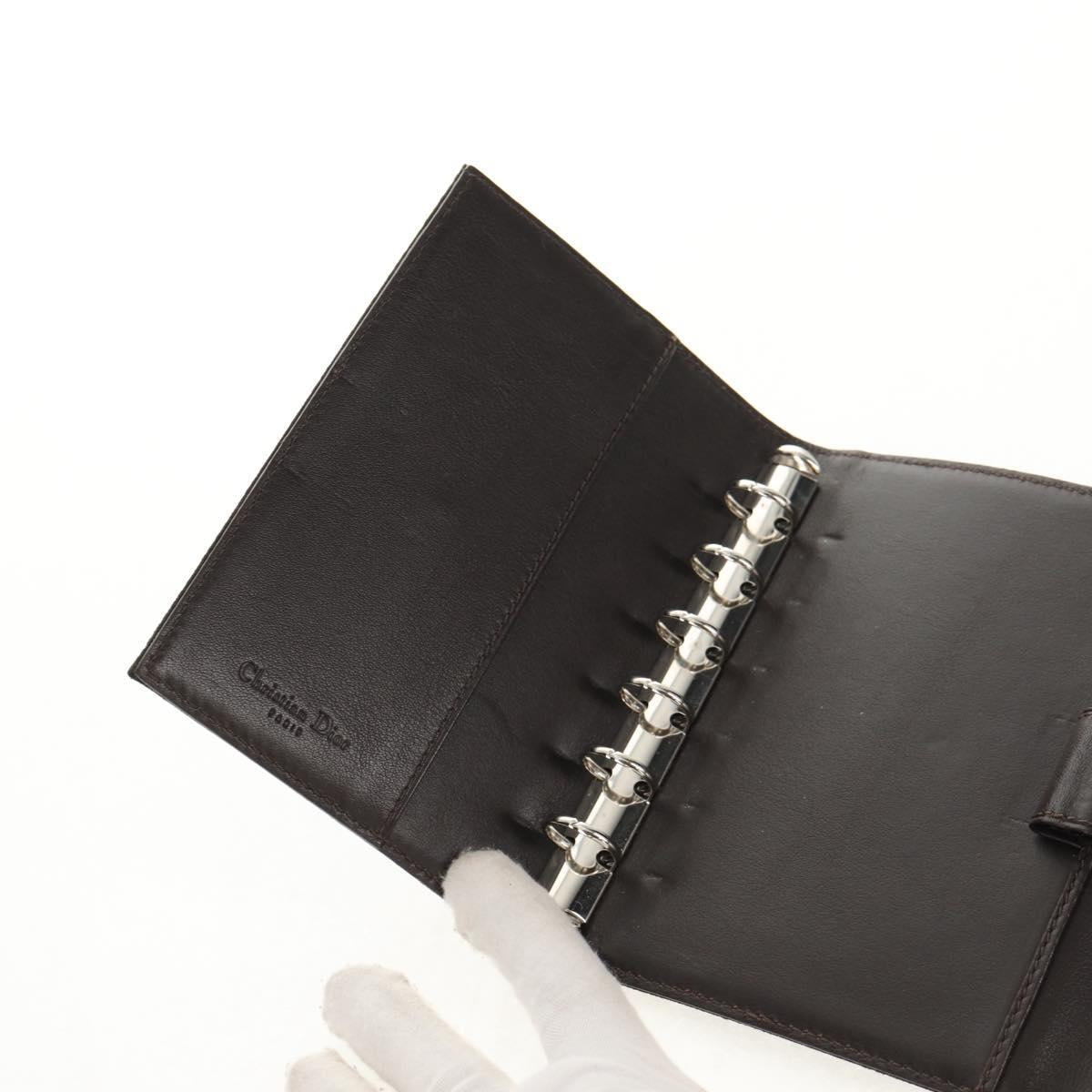 Christian Dior Trotter Canvas Day Planner Cover Dark Brown Silver Auth 146832V