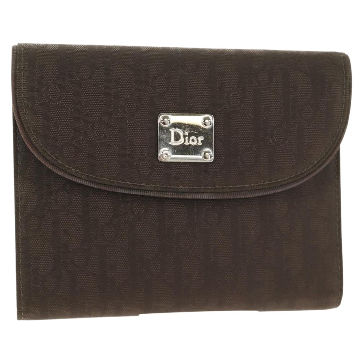 Christian Dior Trotter Canvas Day Planner Cover Dark Brown Silver Auth 146832V