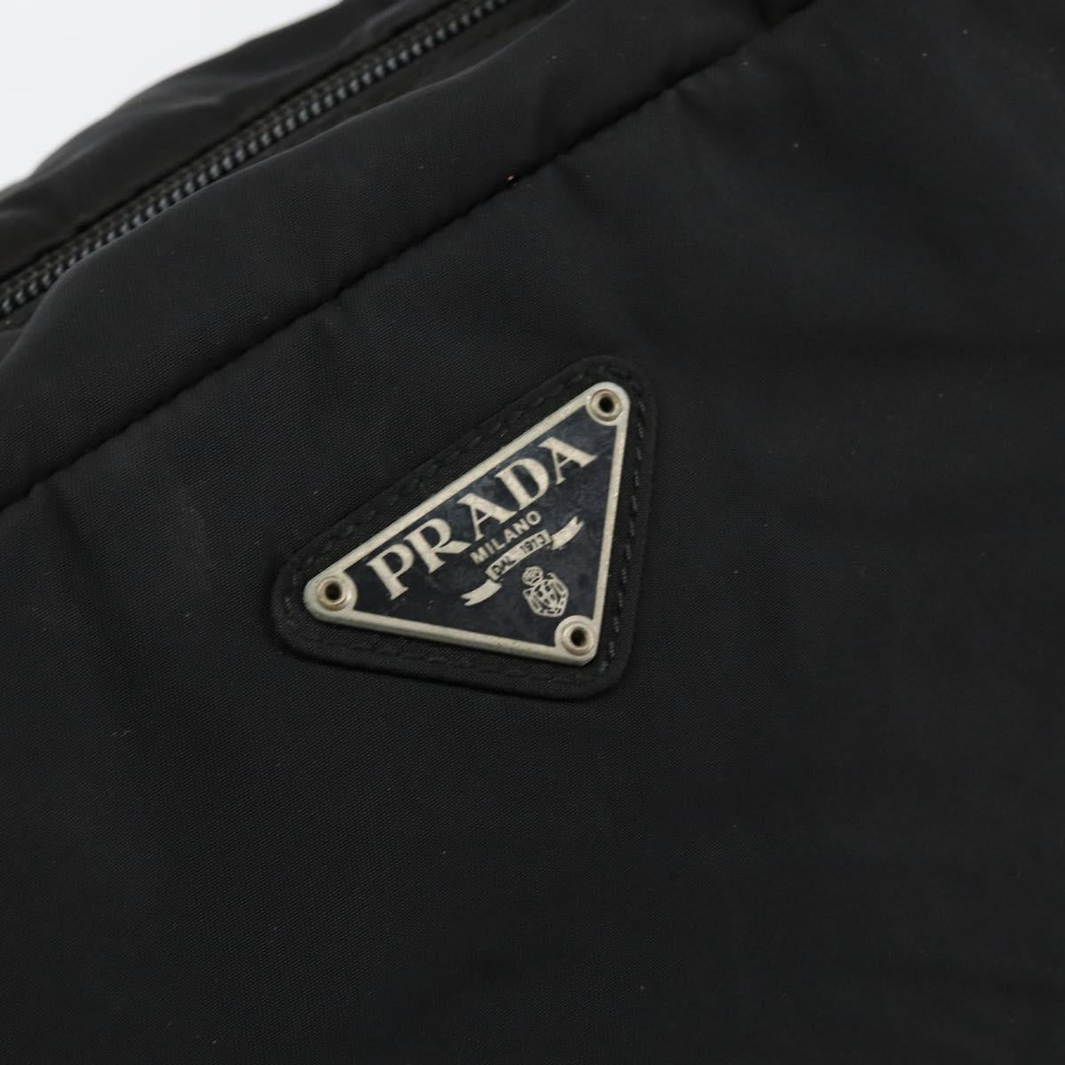 PRADA Hand Bag Nylon Black Silver Auth 146833