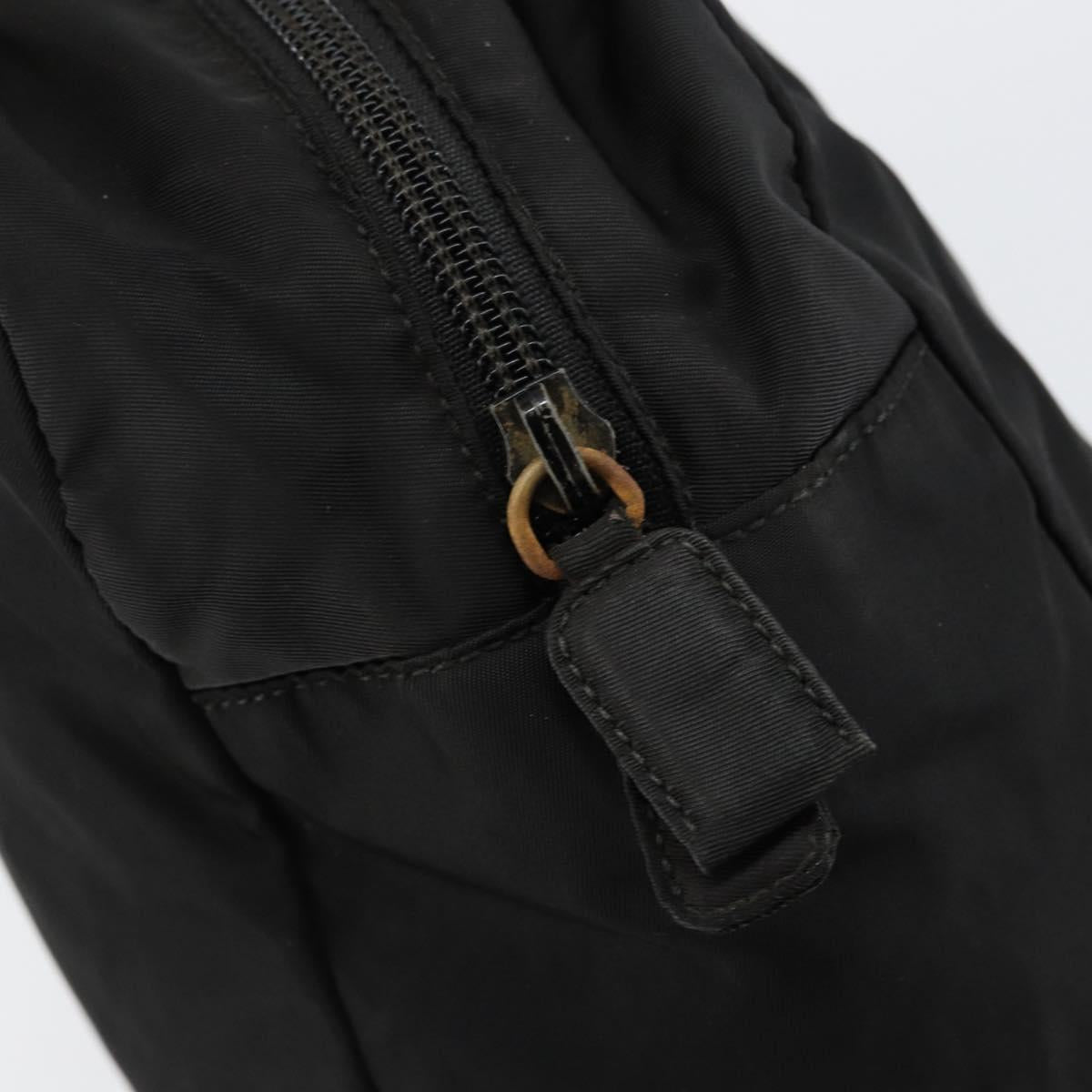 PRADA Hand Bag Nylon Black Silver Auth 146833