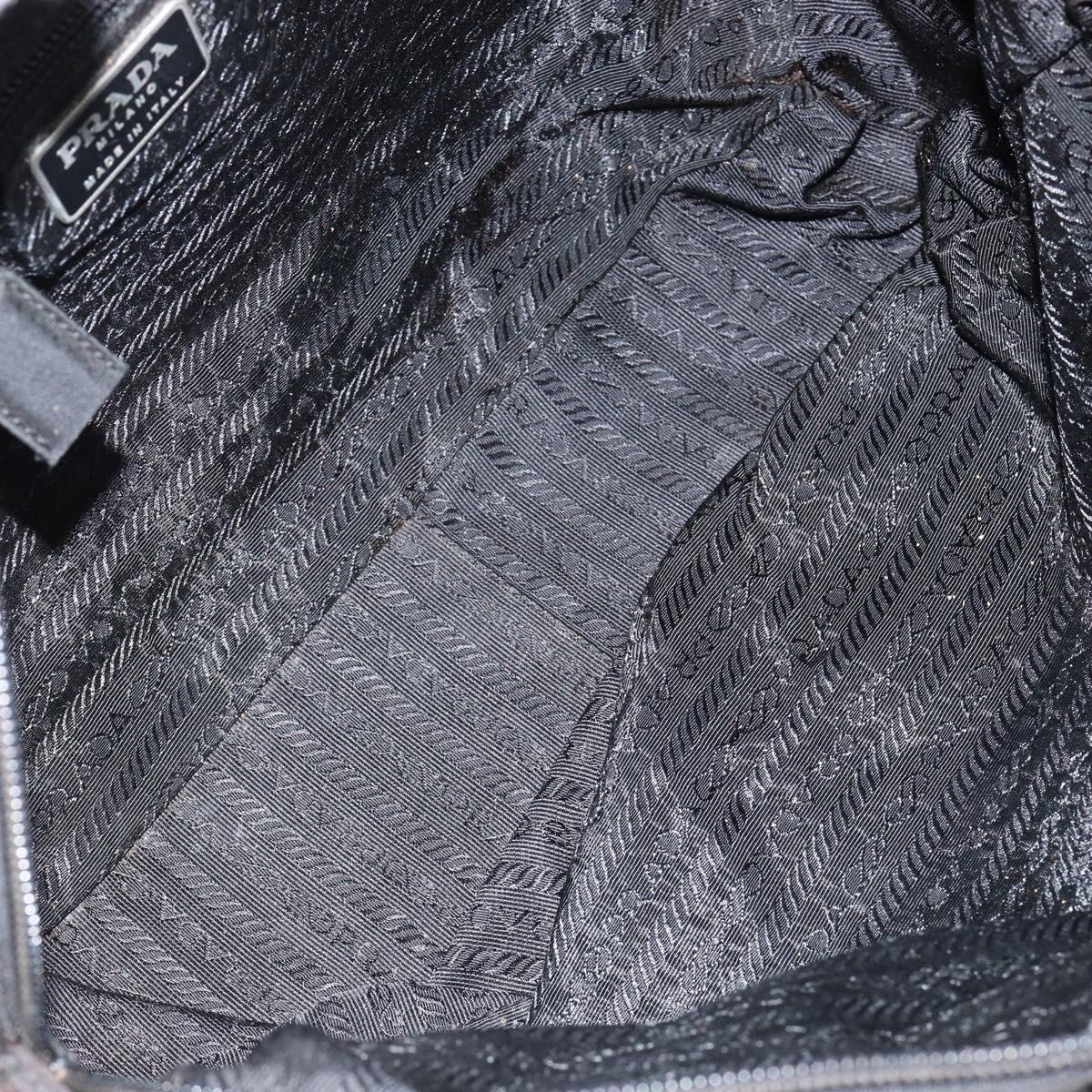 PRADA Hand Bag Nylon Black Silver Auth 146833