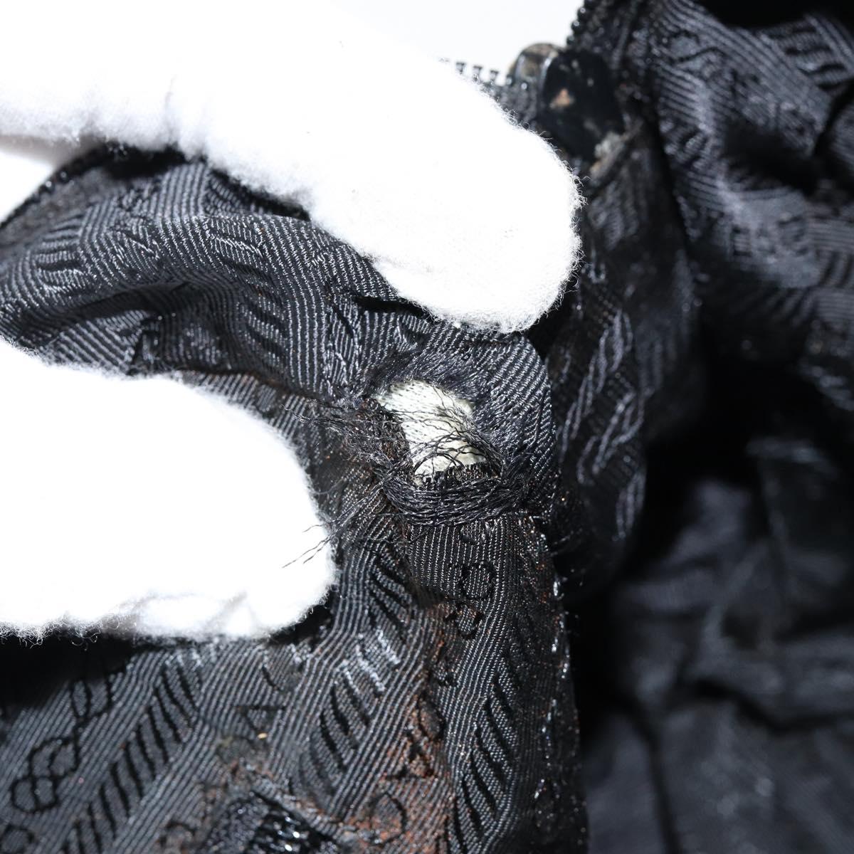 PRADA Hand Bag Nylon Black Silver Auth 146833