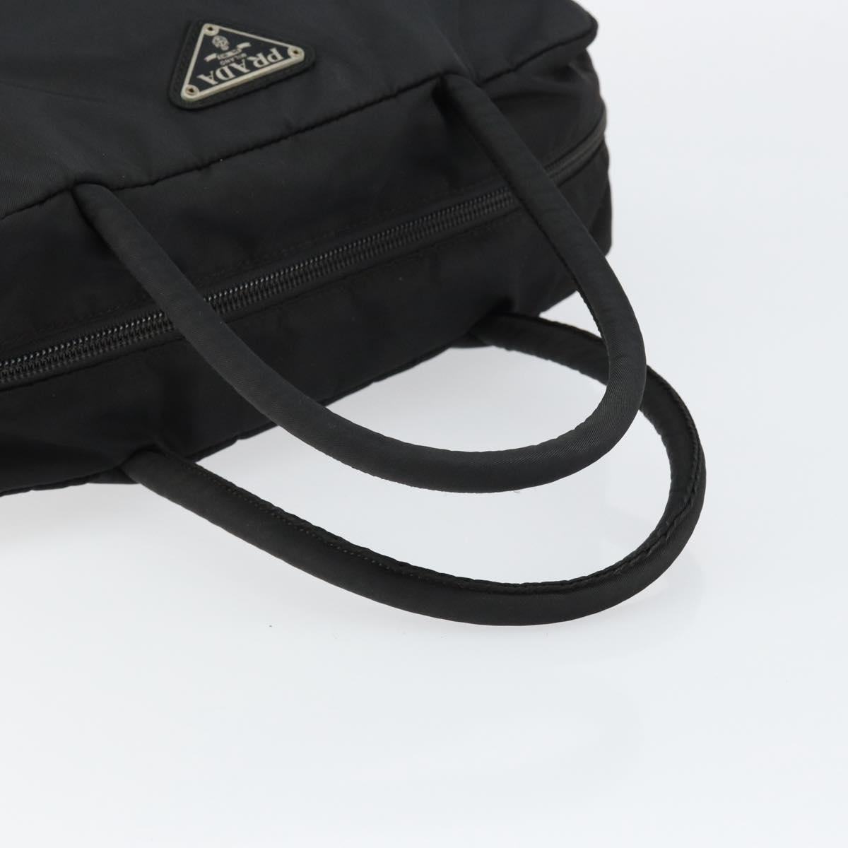 PRADA Hand Bag Nylon Black Silver Auth 146833