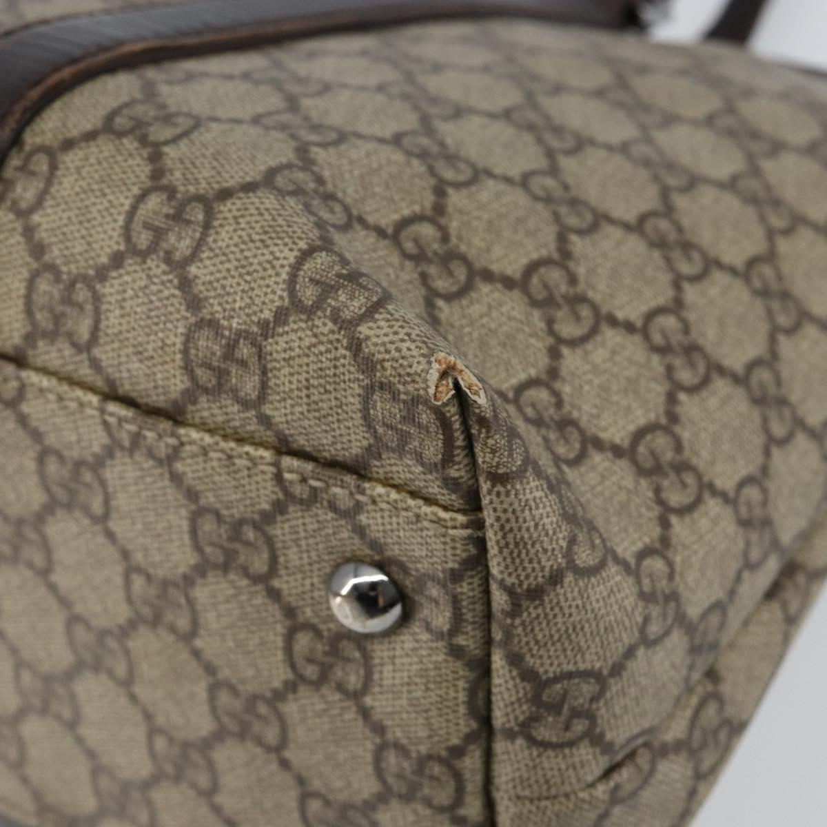 GUCCI GG Supreme Tote Bag PVC Beige Silver 111595 Auth 146837