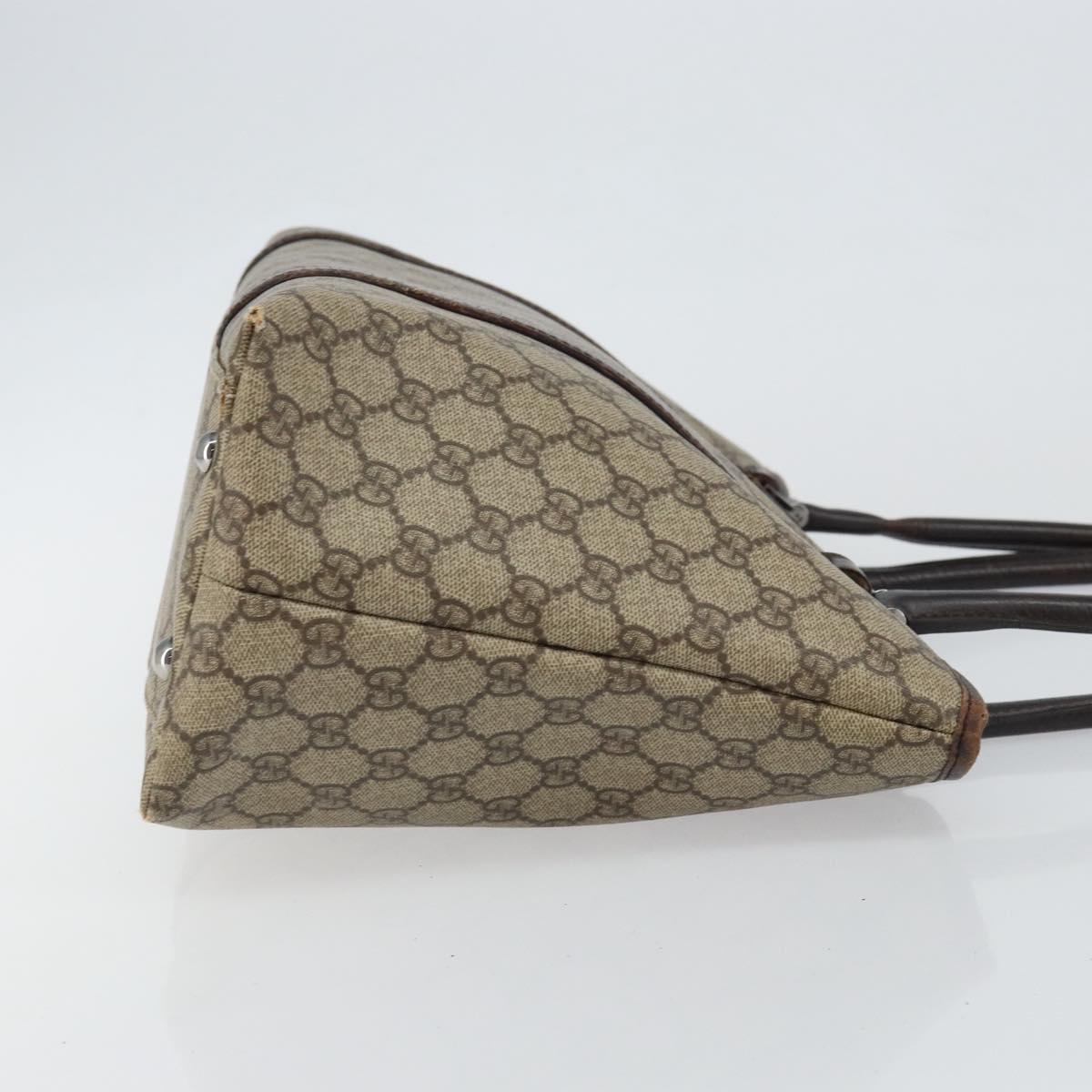 GUCCI GG Supreme Tote Bag PVC Beige Silver 111595 Auth 146837