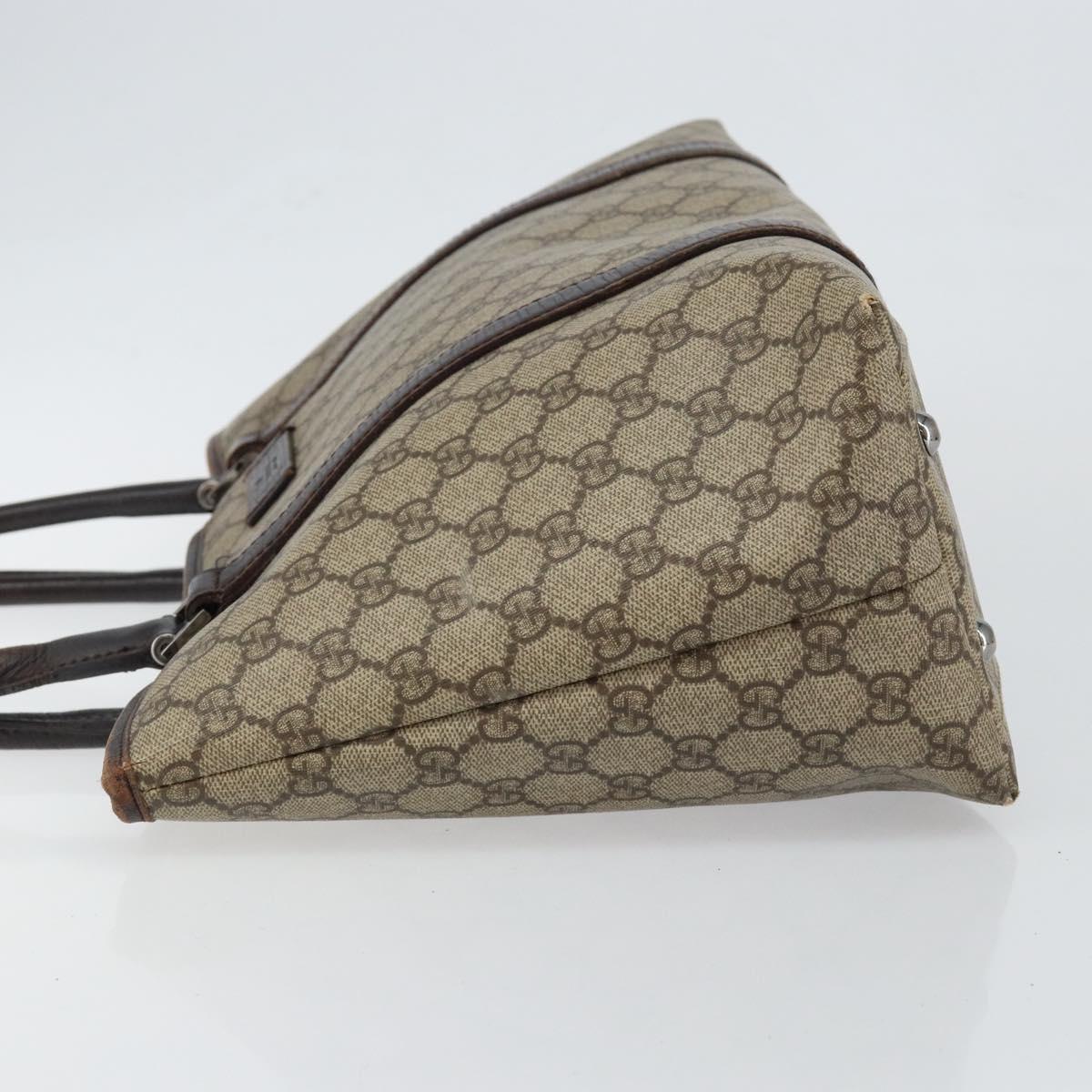 GUCCI GG Supreme Tote Bag PVC Beige Silver 111595 Auth 146837